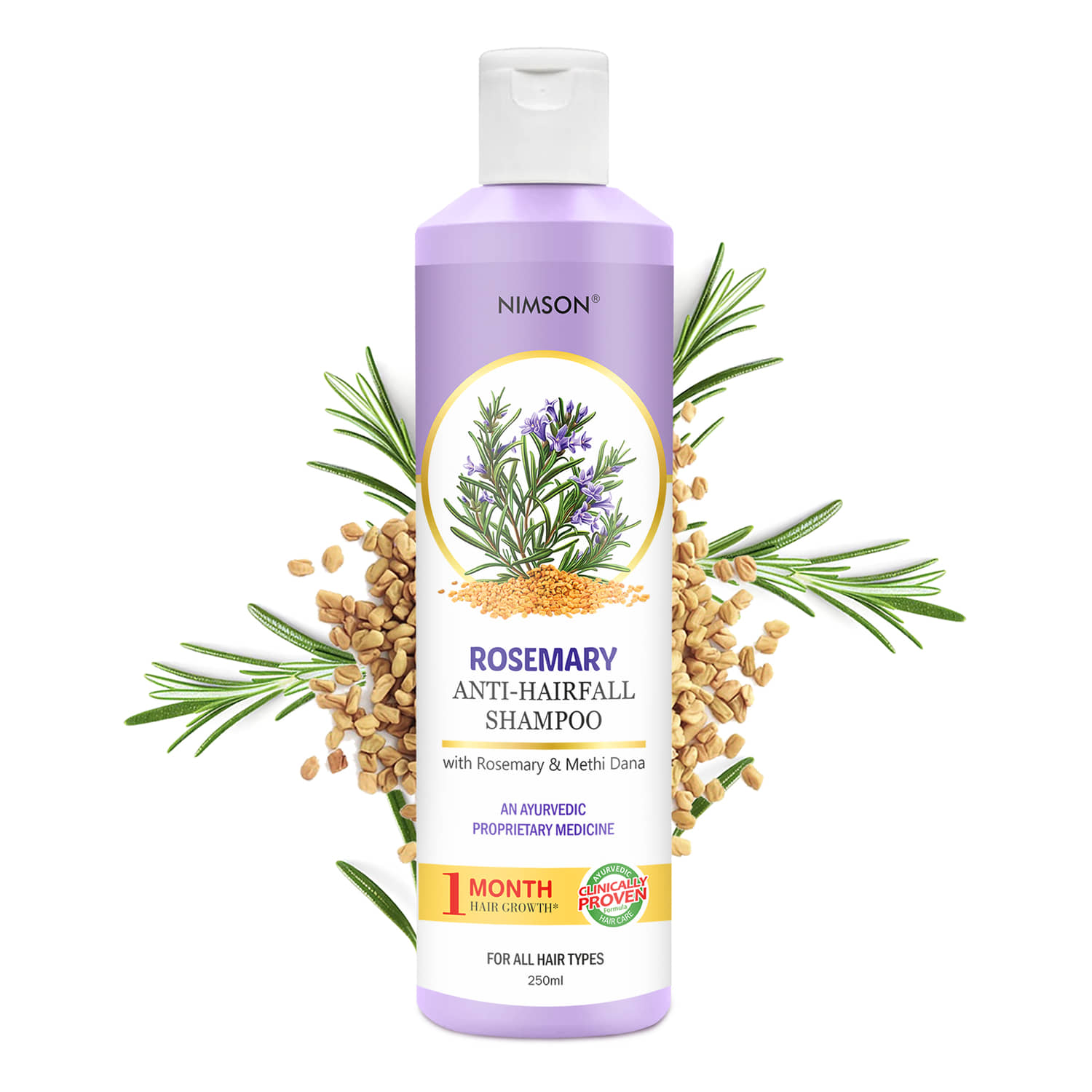 Nimson Rosemary Anti-Hair Fall Shampoo , Strengthens Roots, Reduces Hair Fall, 250ml (Pack of 1)