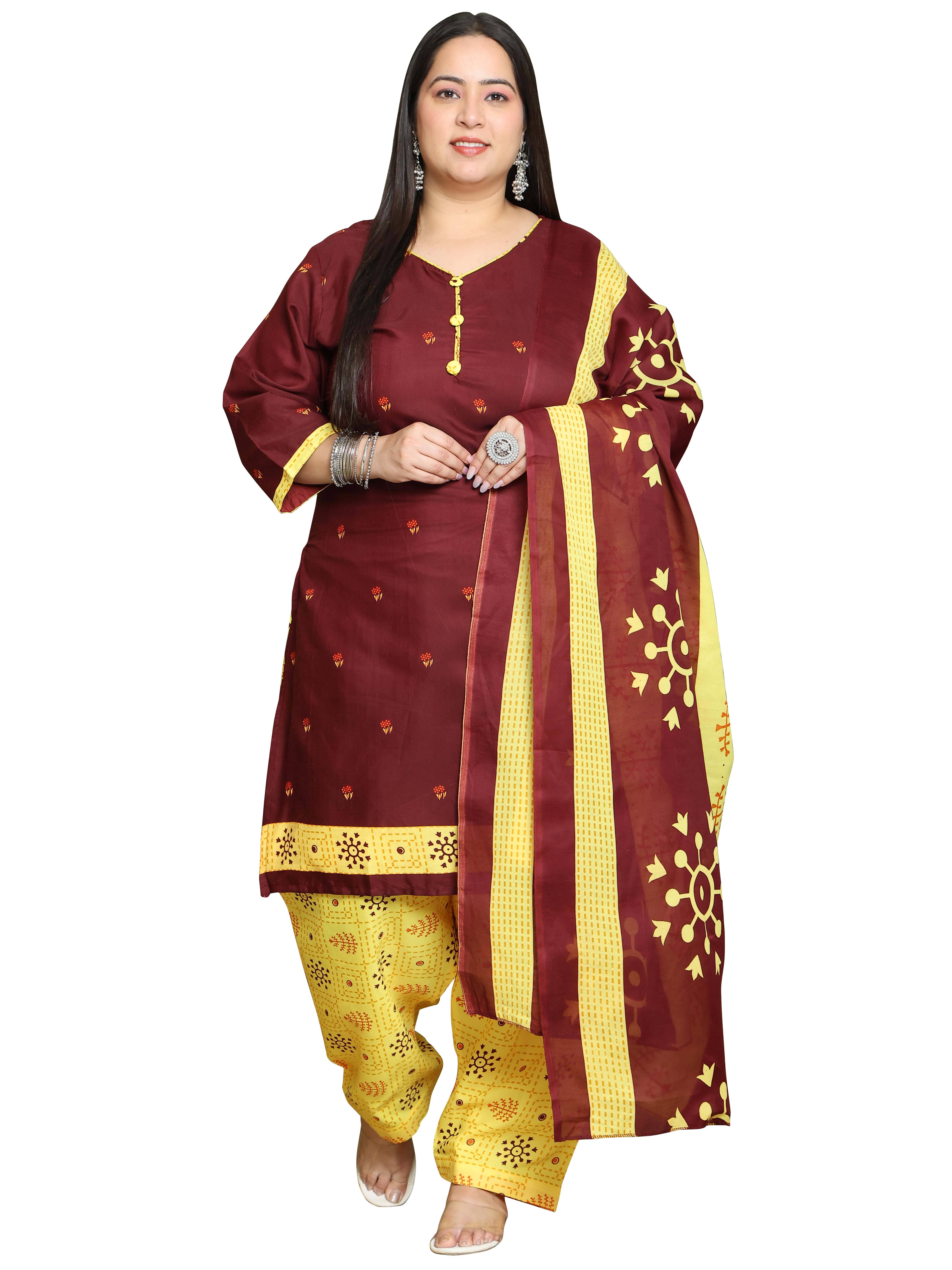 Rajnandini Women Cotton Blend Printed Straight Kurti With Patiala Salwar ( Maroon ) Rajnandini Women Cotton Blend Printed Straight Kurti With Patiala Salwar ( Maroon )