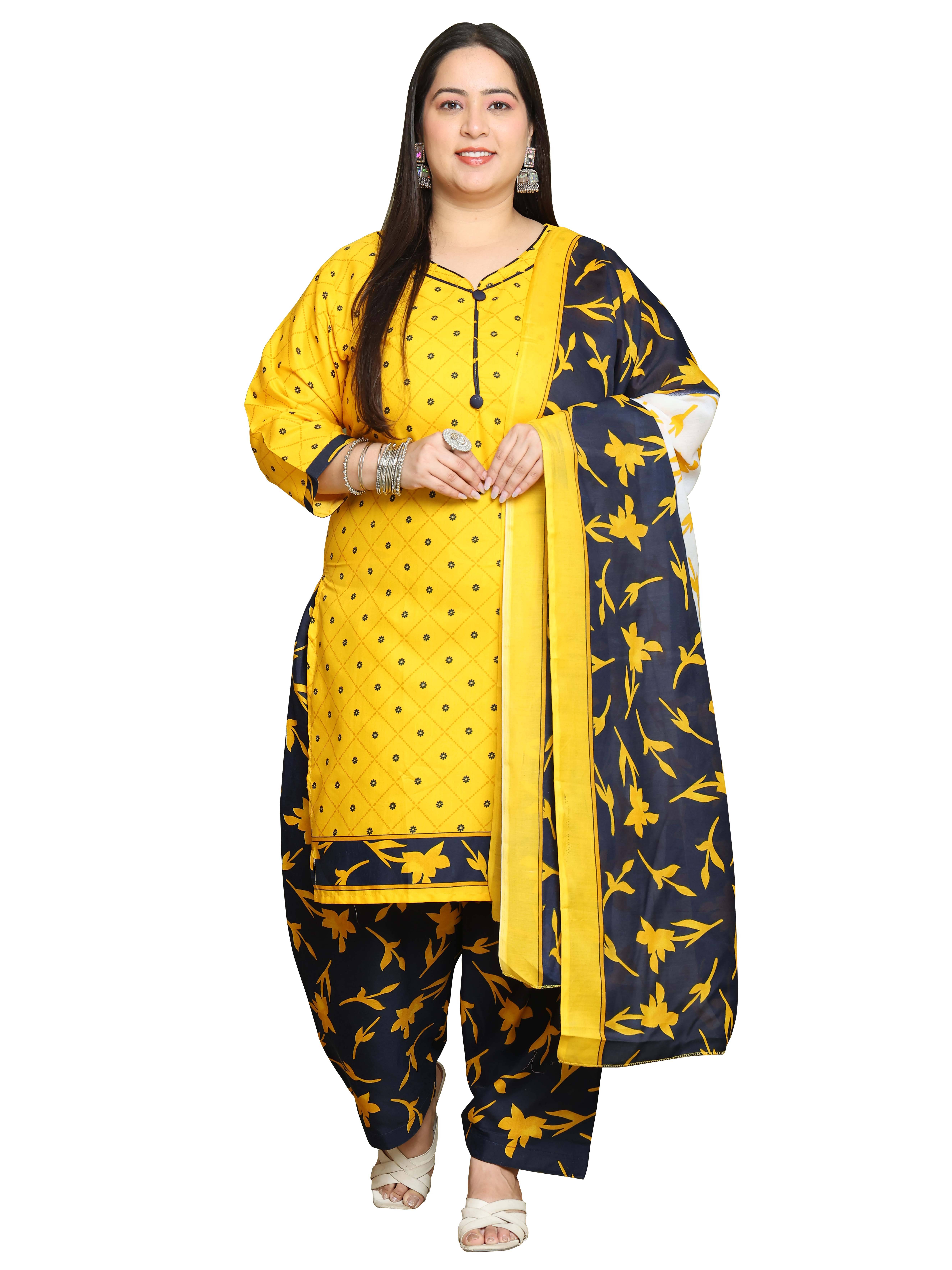 Rajnandini Women Cotton Blend Printed Straight Kurti With Patiala Salwar ( Mustard ) Rajnandini Women Cotton Blend Printed Straight Kurti With Patiala Salwar ( Mustard )