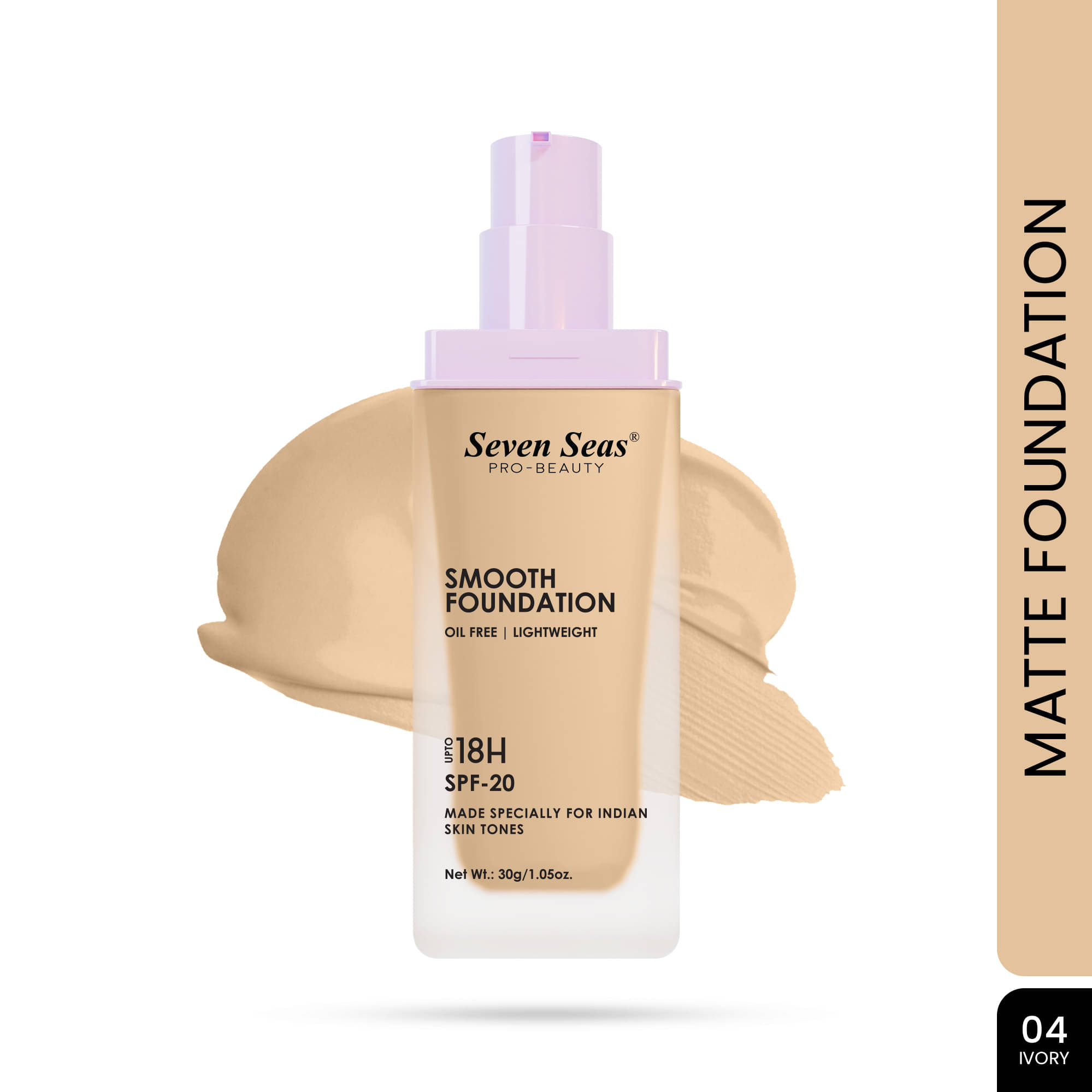     			Seven Seas Matte Liquid For All Skin Types Skin Ivory Foundation Pack of 1