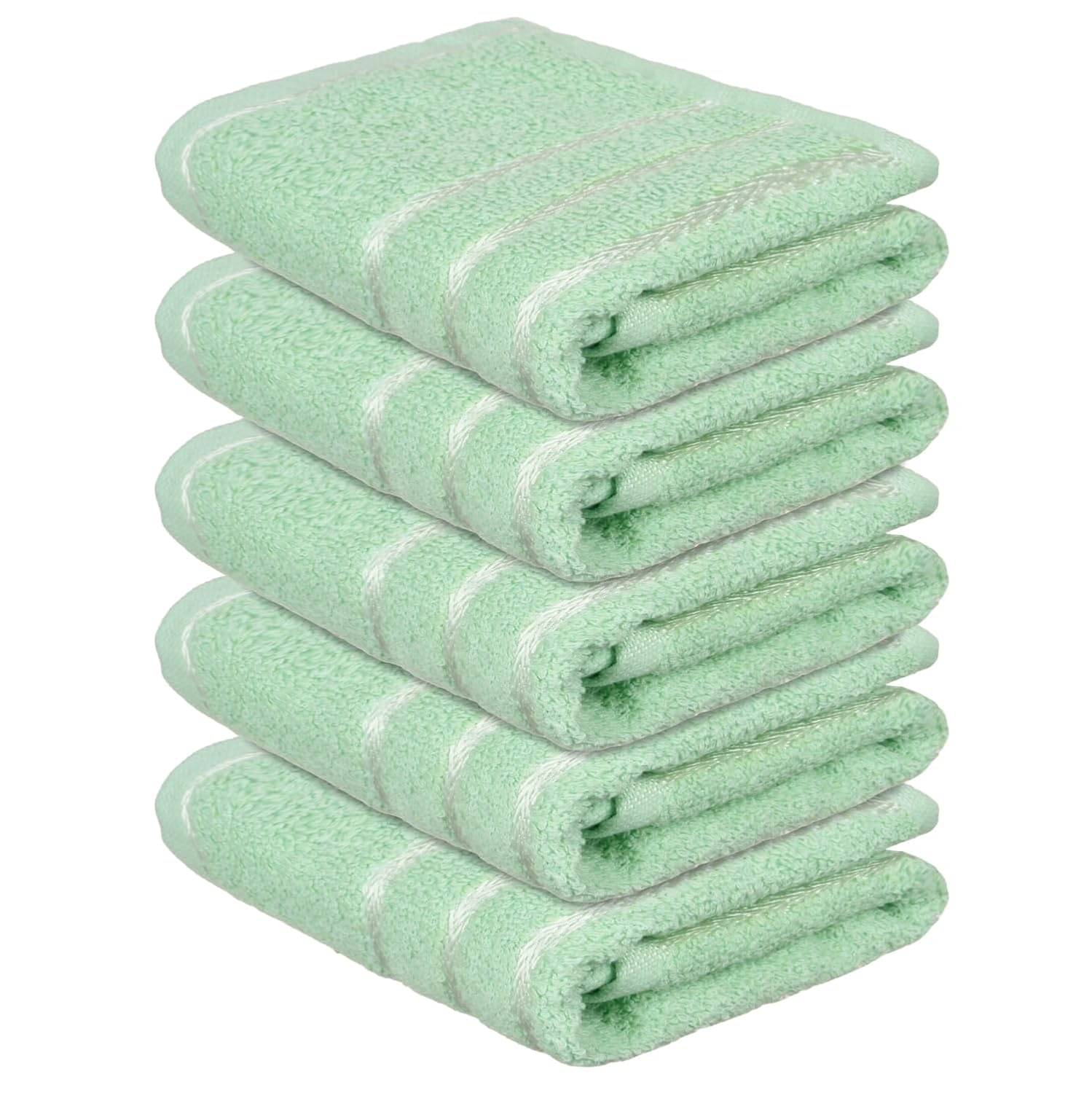     			Swadesi E Shop Pack of 5 Cotton 351-400 -GSM Hand Towel ( Assorted )