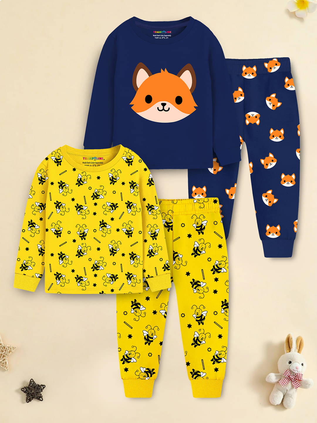     			Trampoline Pack of 2 Boys 100% Cotton Nightsuit Set ( Multicolor )