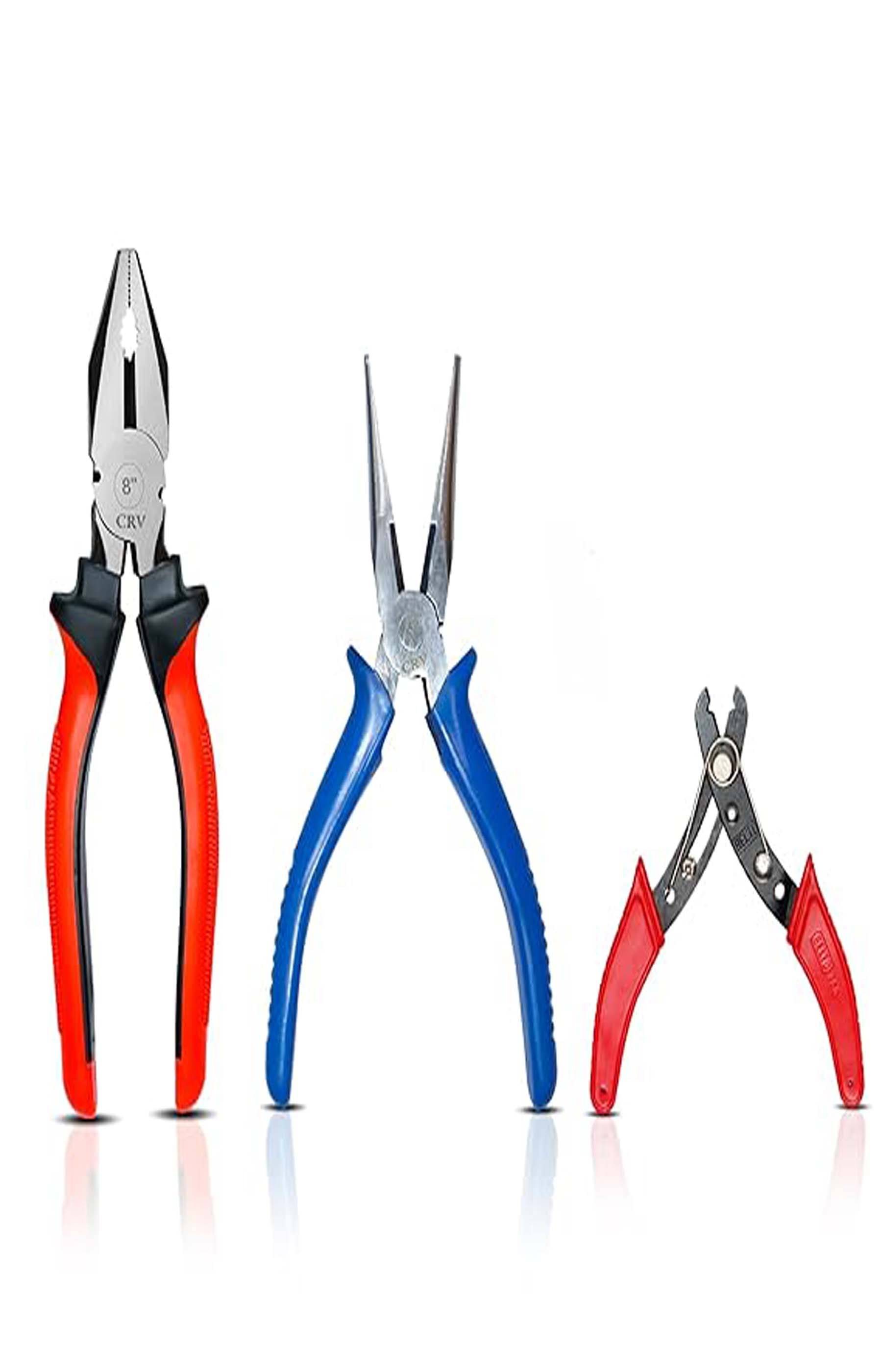     			WINDEXA, Lineman Tools Set 3 Pcs 2 in 1 | Combination Plier 8 Inch | Wire Stripper 5 inch | Tripper Line Tester |  | Hand Tool Steel | Plier Tool Kit Set