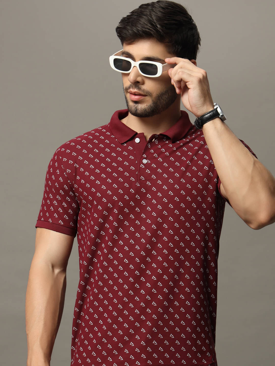     			XYRIS Pack of 1 Cotton Blend Regular Fit Printed Half Sleeves Men's Polo T Shirt ( Maroon )