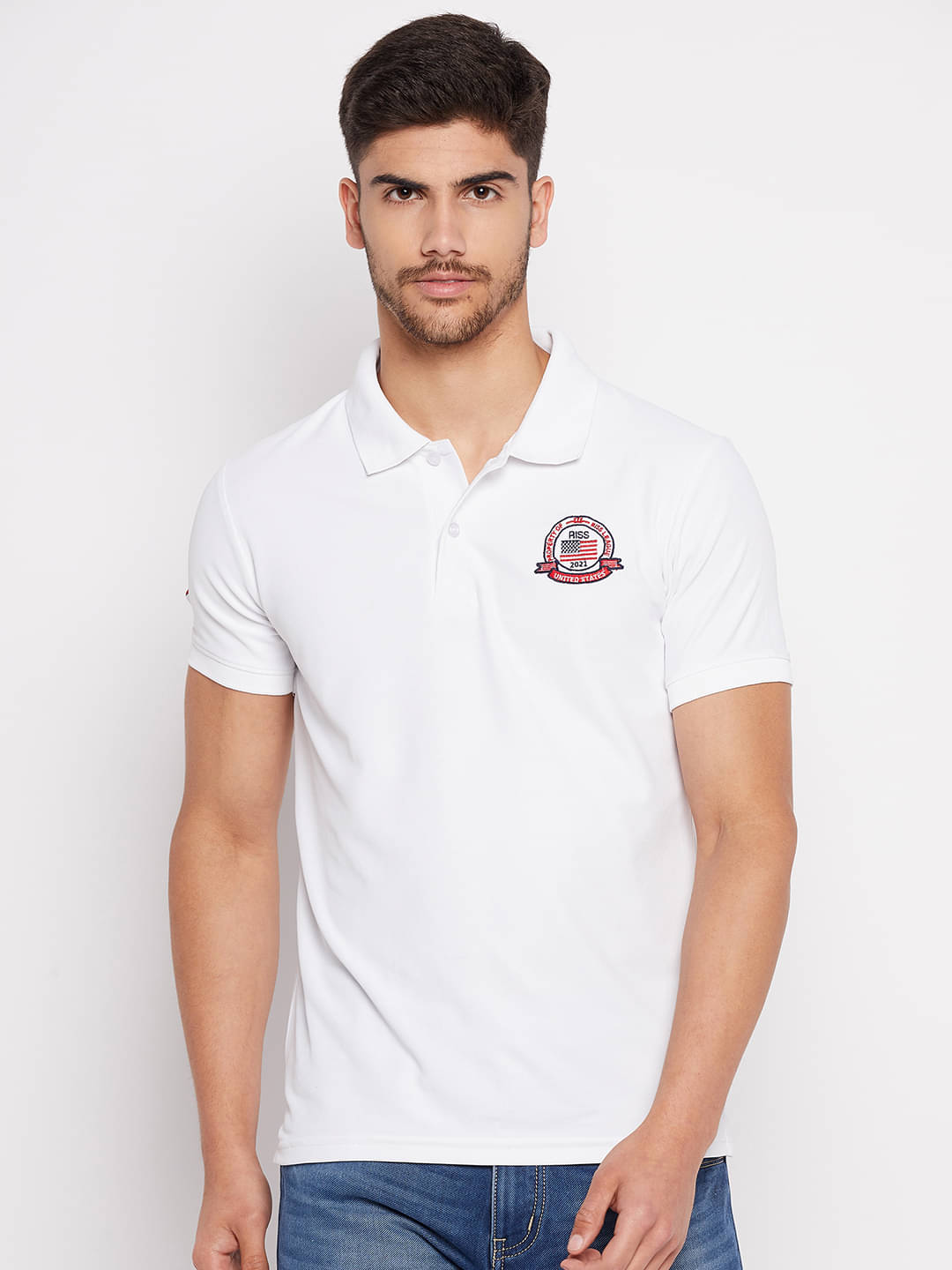 XYRIS Pack of 1 Cotton Blend Regular Fit Solid Half Sleeves Men's Polo T Shirt ( White )     			XYRIS Pack of 1 Cotton Blend Regular Fit Solid Half Sleeves Men's Polo T Shirt ( White )