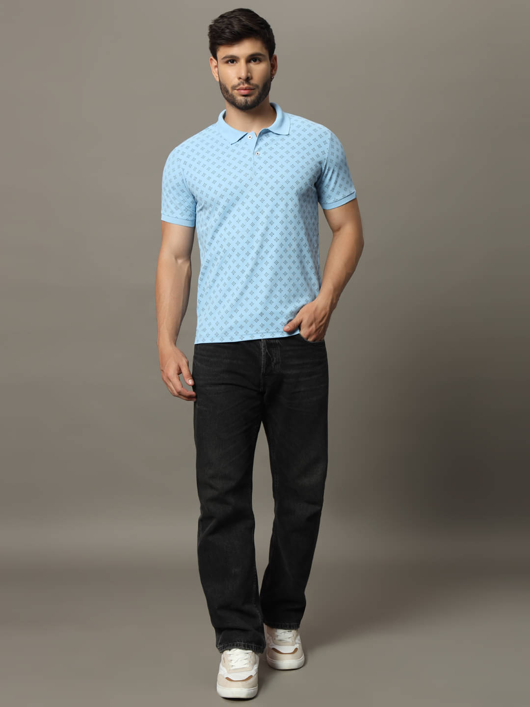 XYRIS Pack of 1 Cotton Blend Regular Fit Printed Half Sleeves Men's Polo T Shirt ( Aqua ) XYRIS Pack of 1 Cotton Blend Regular Fit Printed Half Sleeves Men's Polo T Shirt ( Aqua )
