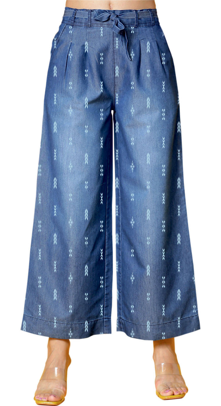 novio Pack of 1 Denim Wide leg Women's Palazzos ( Indigo )     			novio Pack of 1 Denim Wide leg Women's Palazzos ( Indigo )