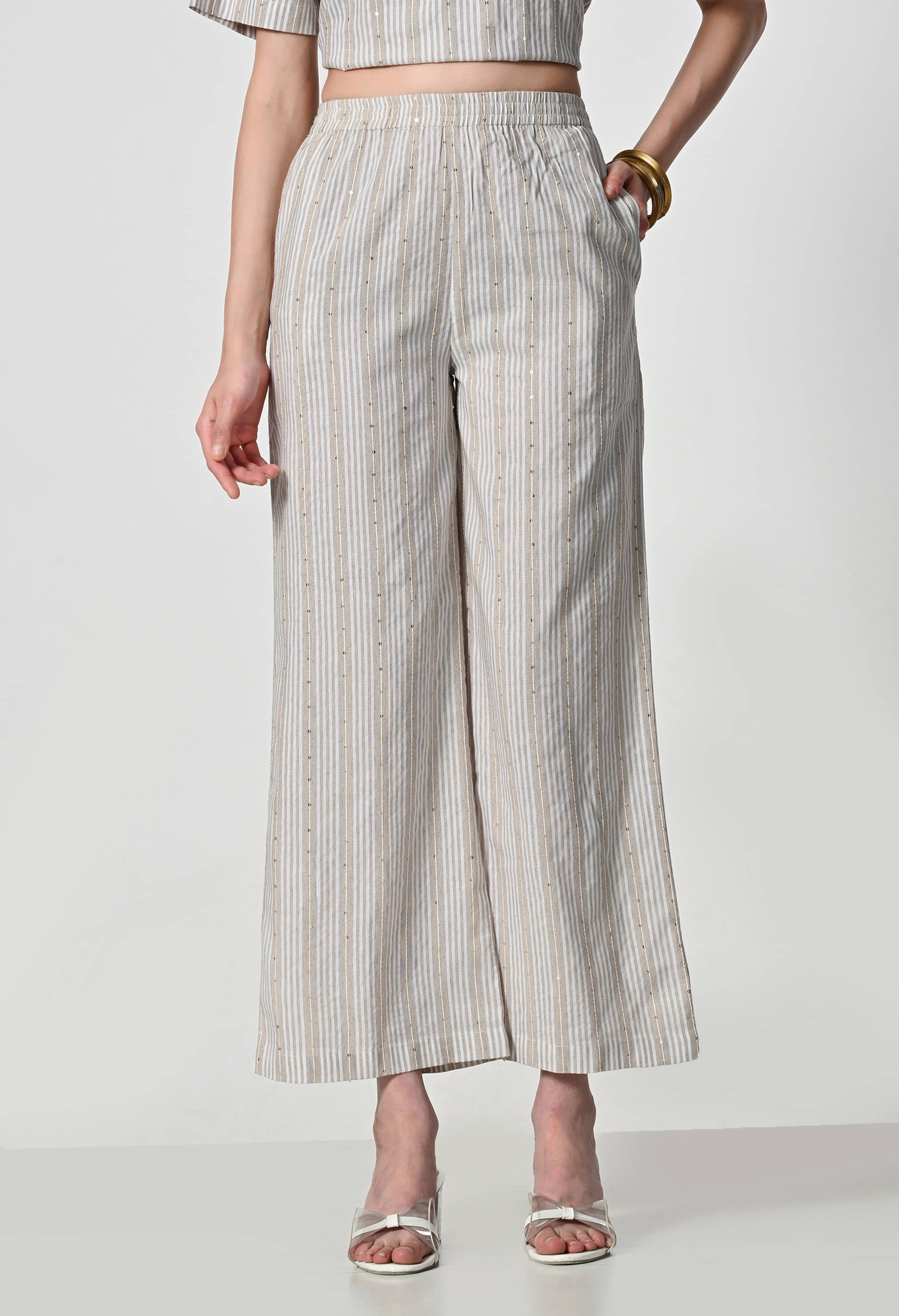 ALL WAYS YOU Pack of 1 Cotton Blend Straight Women's Palazzos ( Grey ) ALL WAYS YOU Pack of 1 Cotton Blend Straight Women's Palazzos ( Grey )