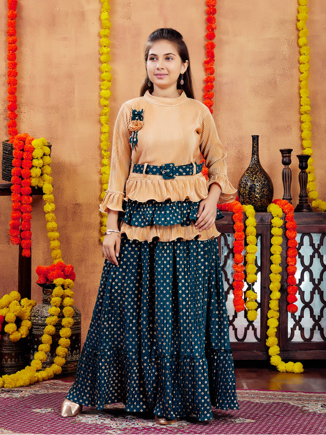     			Aarika Polyester Lehenga Choli Set For Girls ( Pack of 1 , Green )