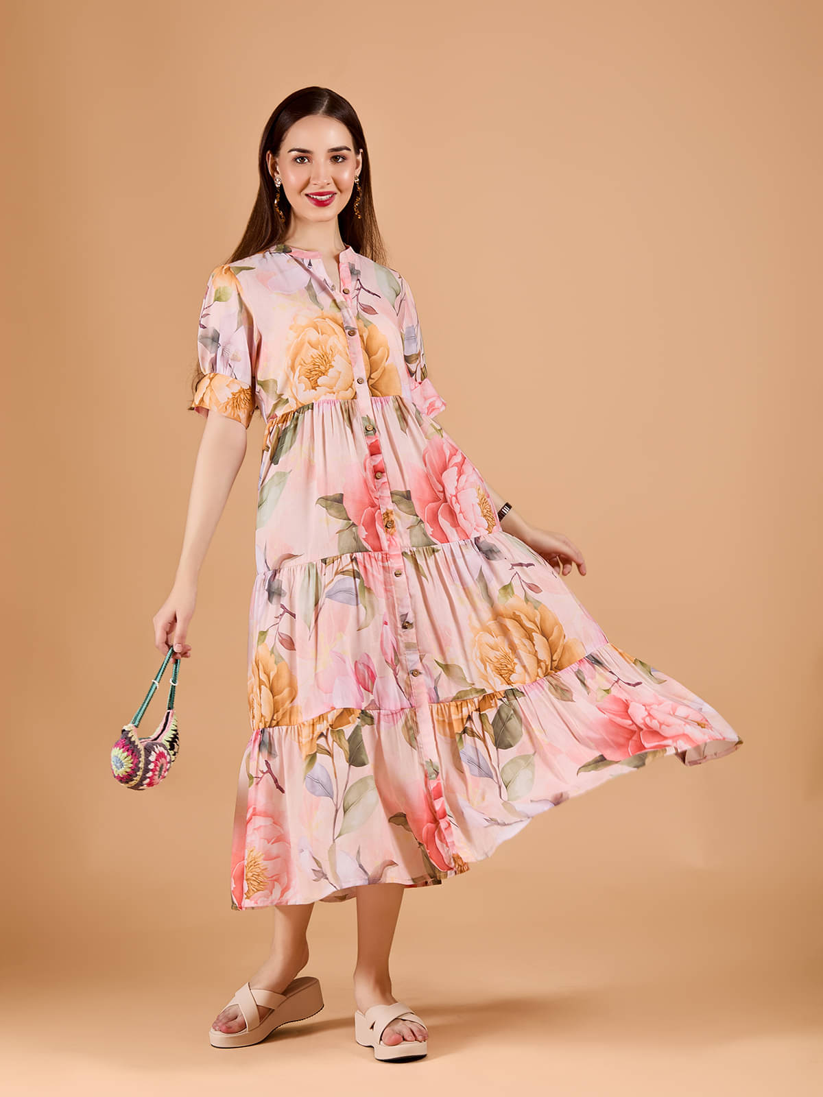     			Amarasha Women Cotton Blend Printed Shirt Dress ( Multicolor )