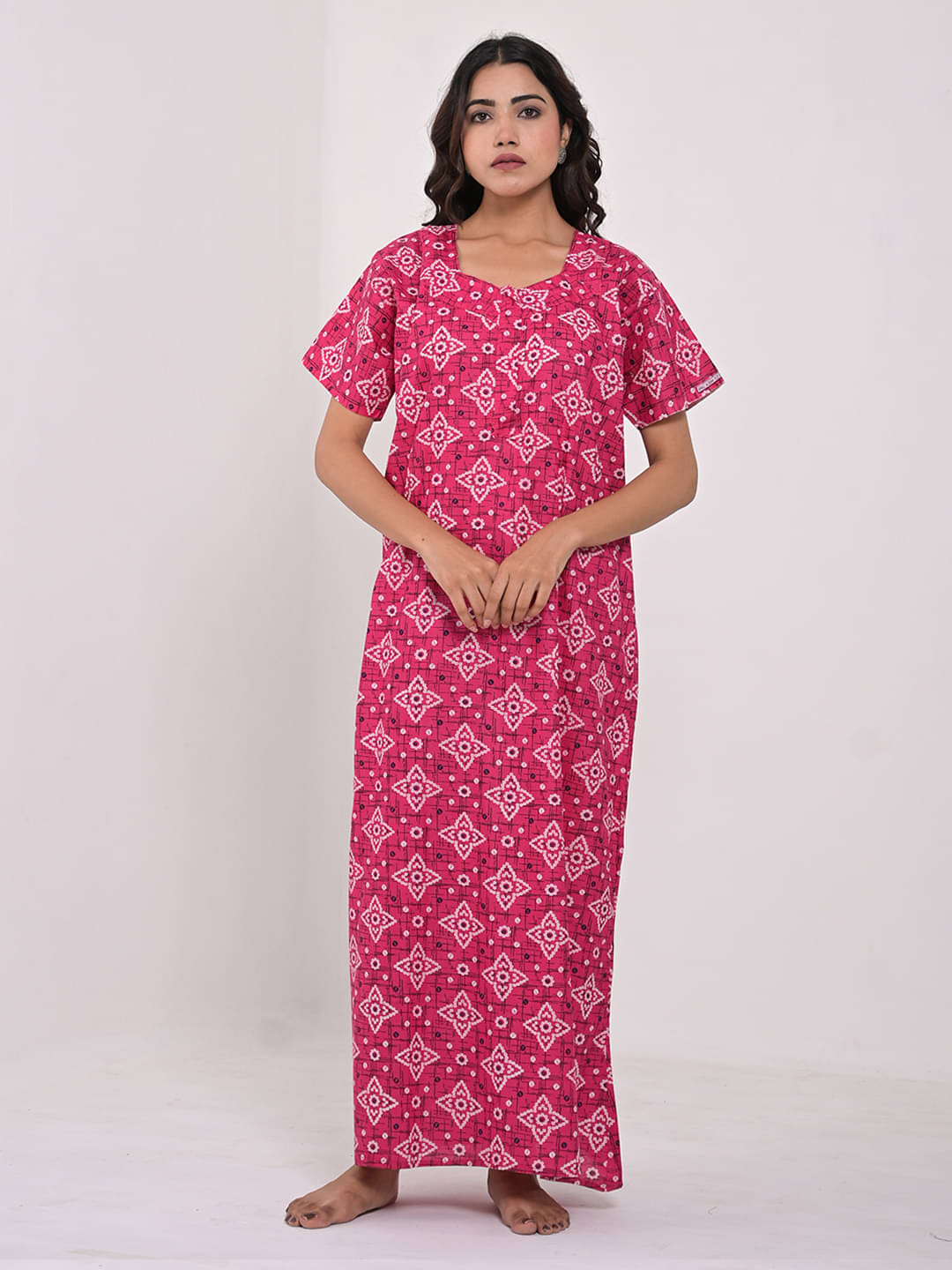     			Anjaneya Creations Pink Cotton Women's Nightwear Nighty & Night Gowns ( Pack of 1 )