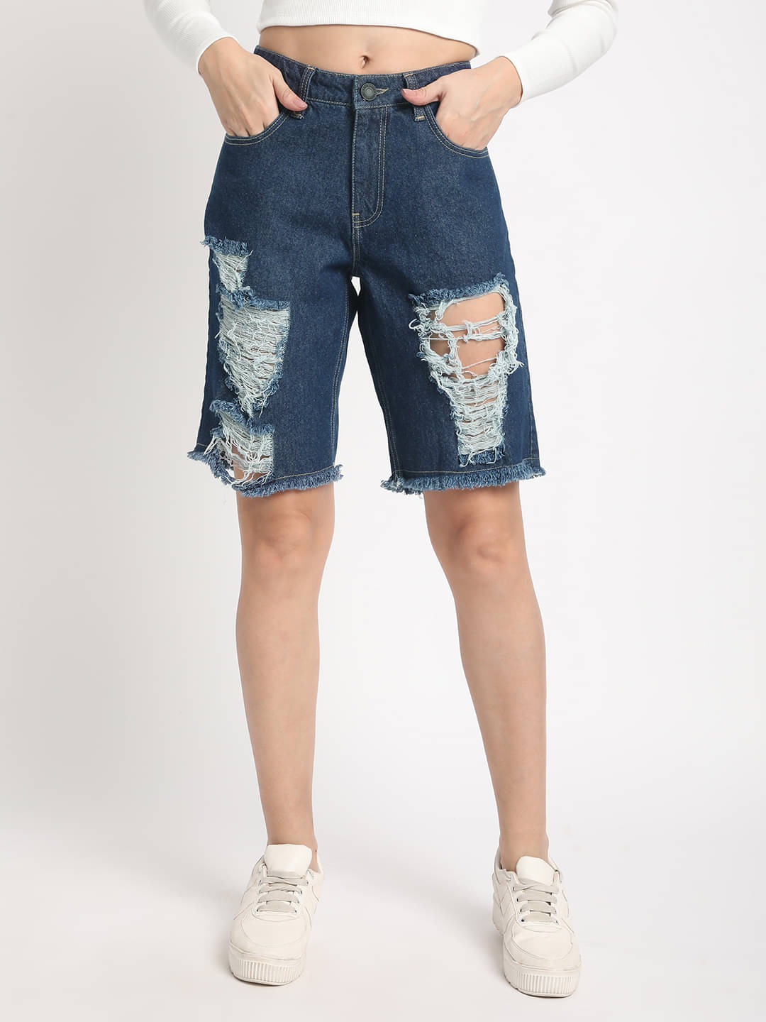     			Bene Kleed Cotton Hot Pants - Blue Single