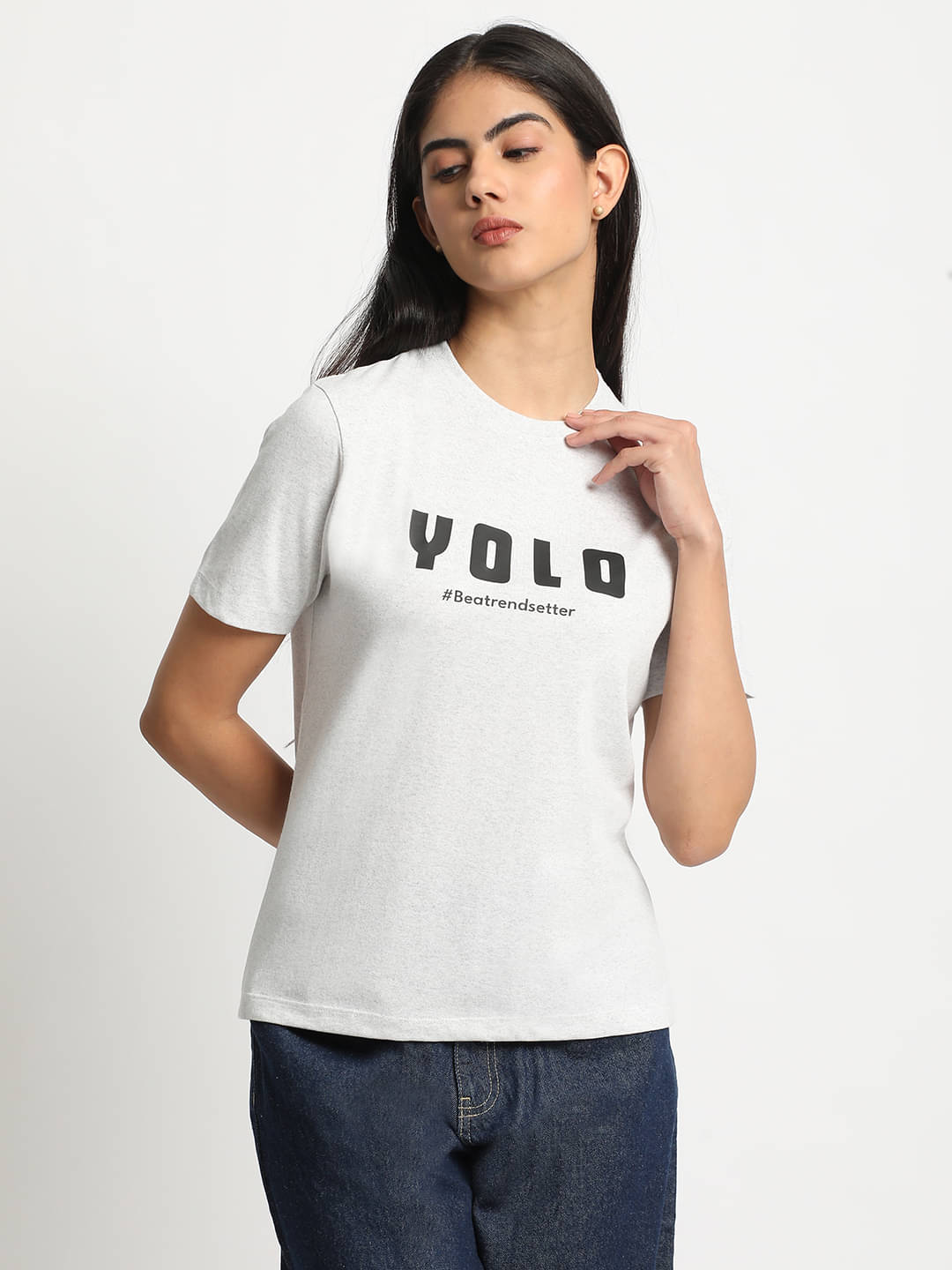 Bene Kleed Women Cotton Blend Printed Slim Fit Round Neck T-Shirt ( White ) Bene Kleed Women Cotton Blend Printed Slim Fit Round Neck T-Shirt ( White )