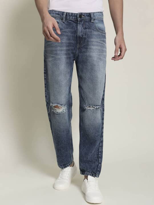 Bene Kleed Relaxed Distressed Men's Jeans - Blue ( Pack of 1 ) - Jeans | Buy online on ZillyBuy