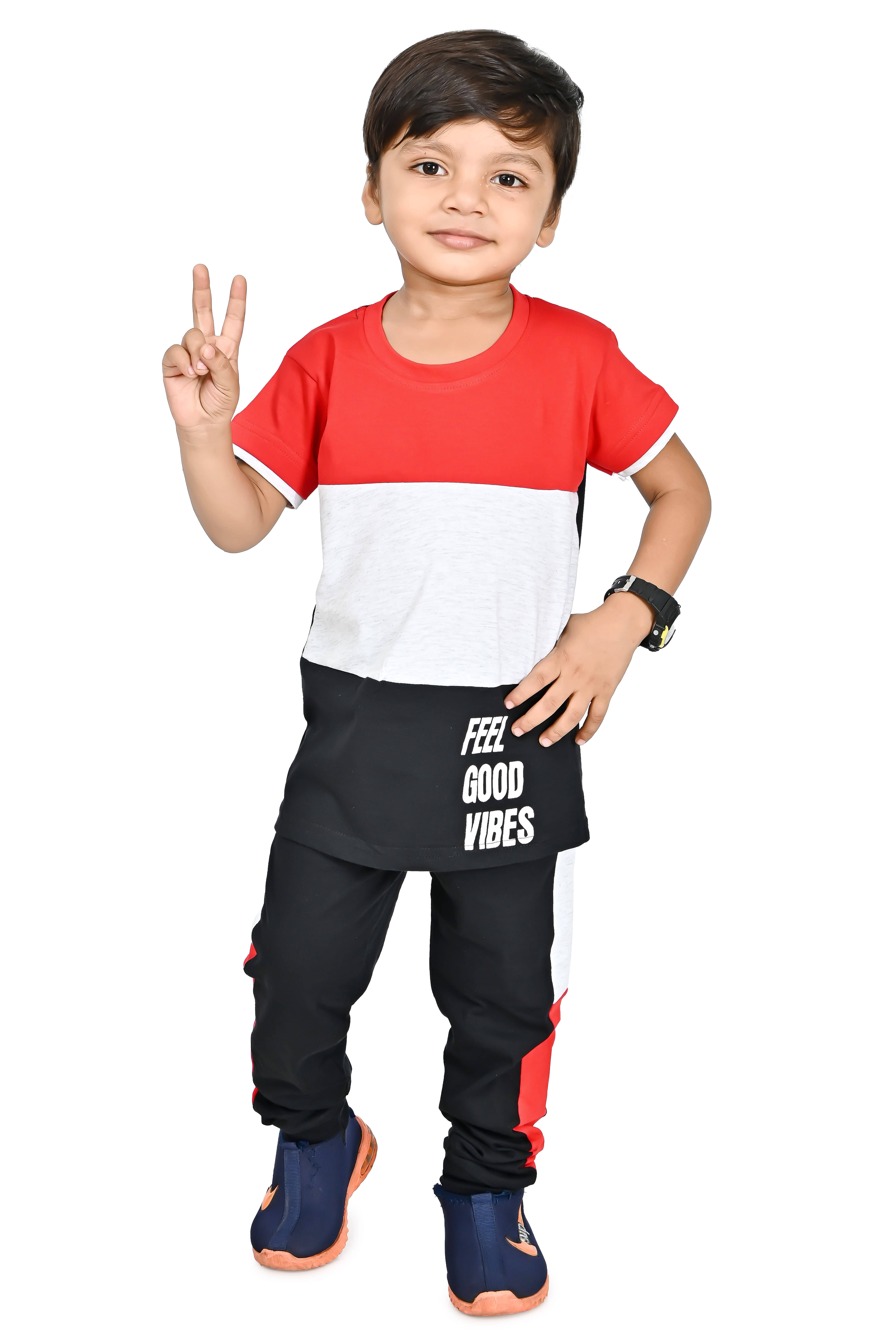     			Chandrika Pack of 1 Boys Cotton Blend T-Shirt & Pants Set ( Red )