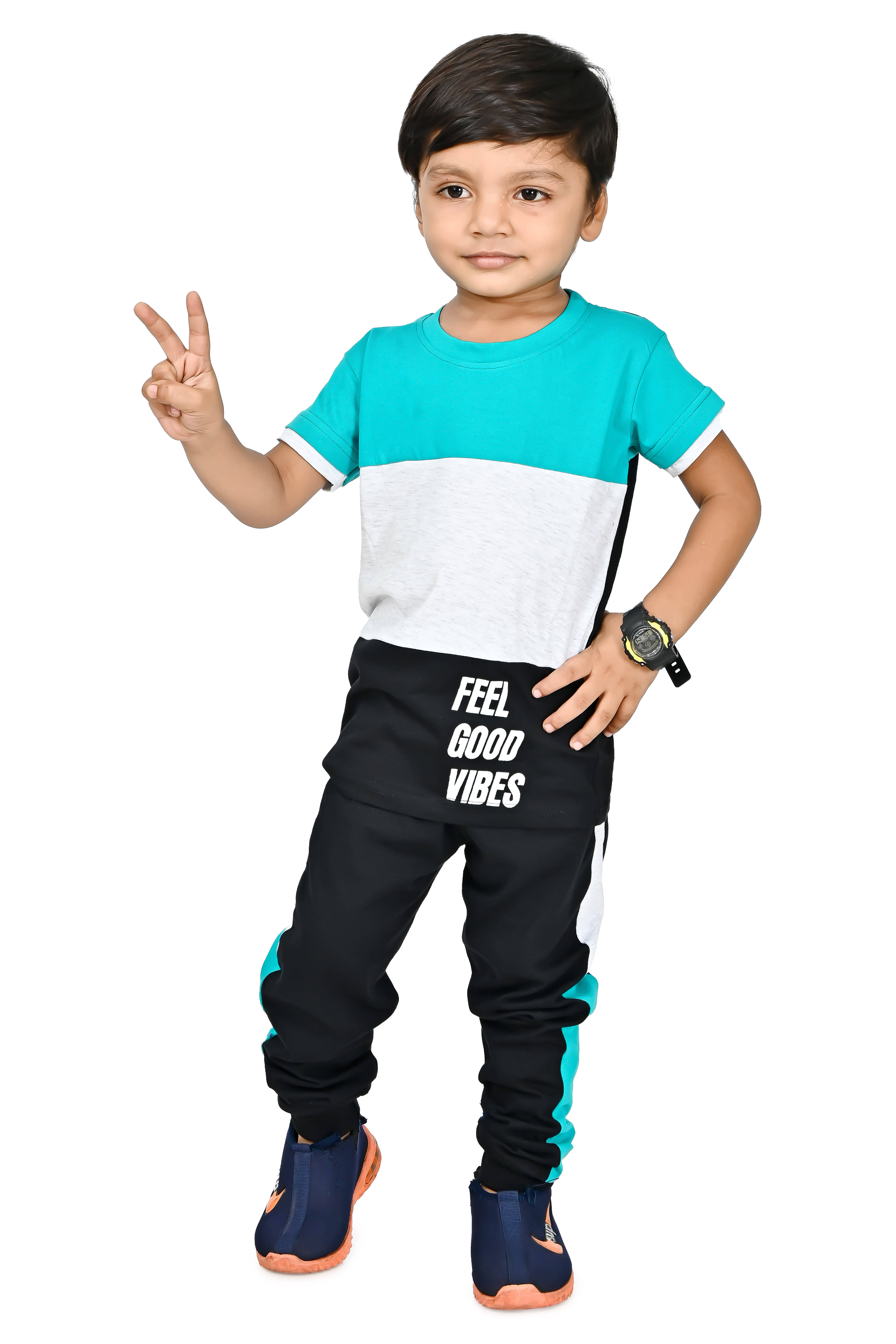 Chandrika Pack of 1 Boys Cotton Blend T-Shirt & Pants Set ( Yellow )
