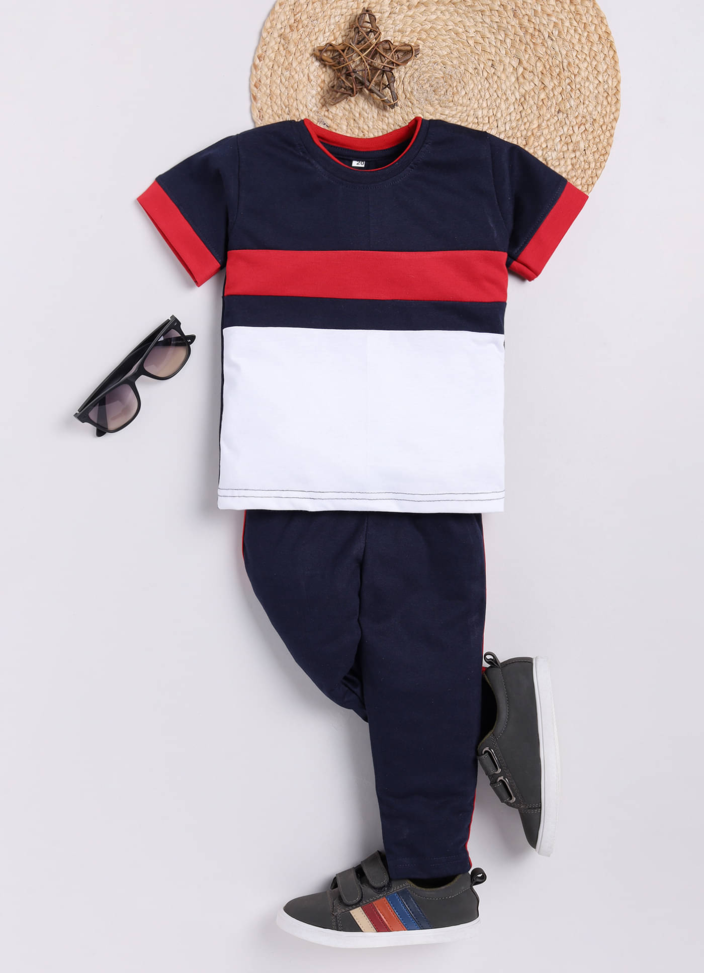 Chandrika Pack of 1 Boys Cotton Blend T-Shirt & Pants Set ( Red )     			Chandrika Pack of 1 Boys Cotton Blend T-Shirt & Pants Set ( Red )