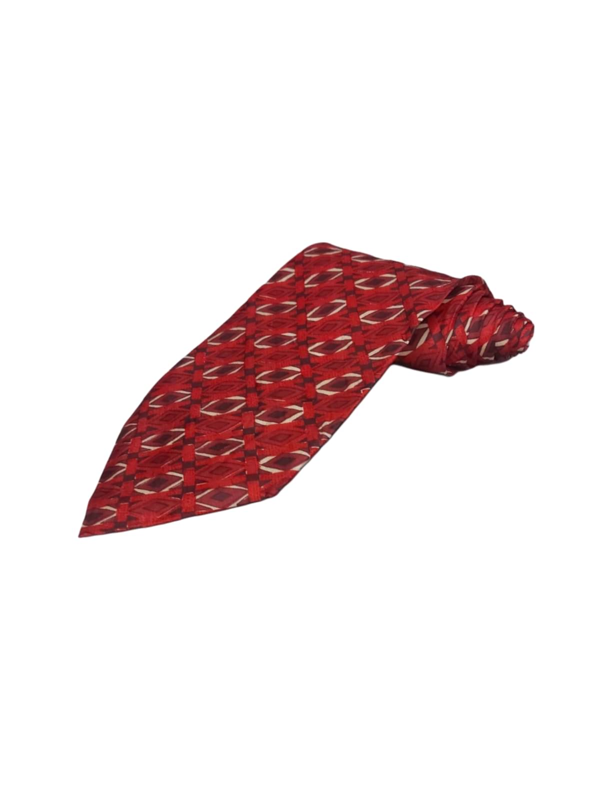 Denmarc Red Geometrical Silk Necktie     			Denmarc Red Geometrical Silk Necktie