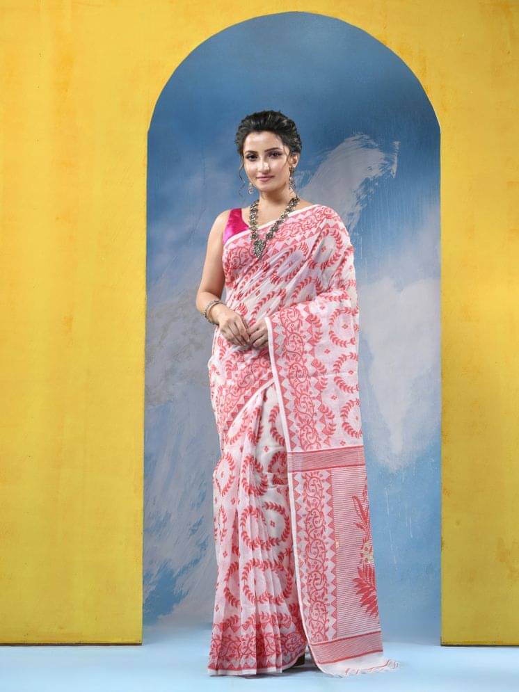     			Desh Bidesh Cotton Printed Saree Without Blouse Piece ( Red )
