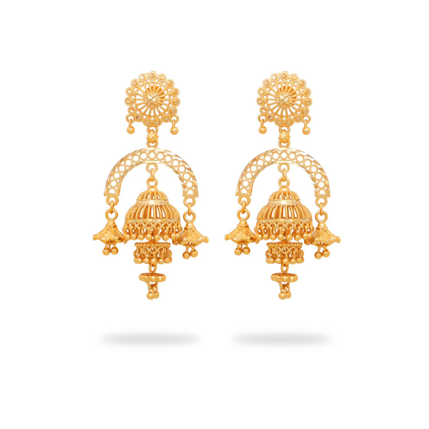     			Drashti Collection Golden Jhumki Earrings ( Pack of 1 )
