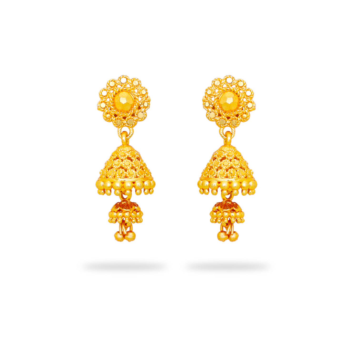     			Drashti Collection Golden Jhumki Earrings ( Pack of 1 )