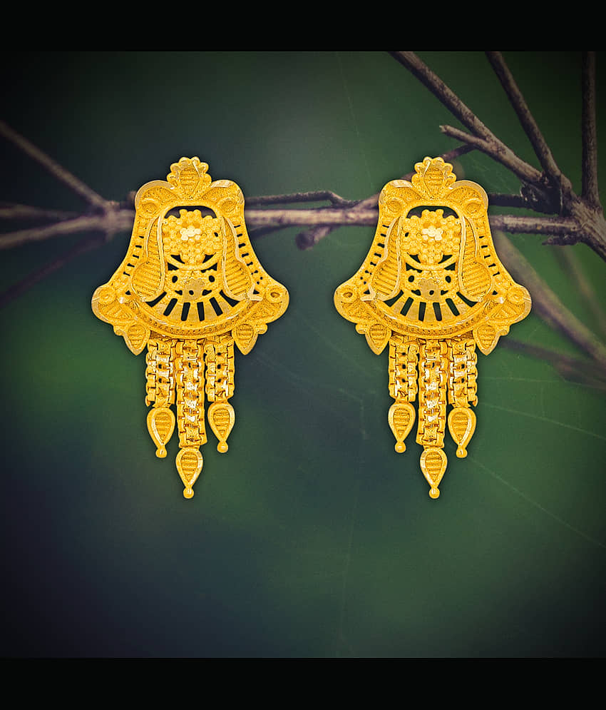 Drashti Collection Golden Stud Earrings ( Pack of 1 ) - Earrings | Buy online on ZillyBuy