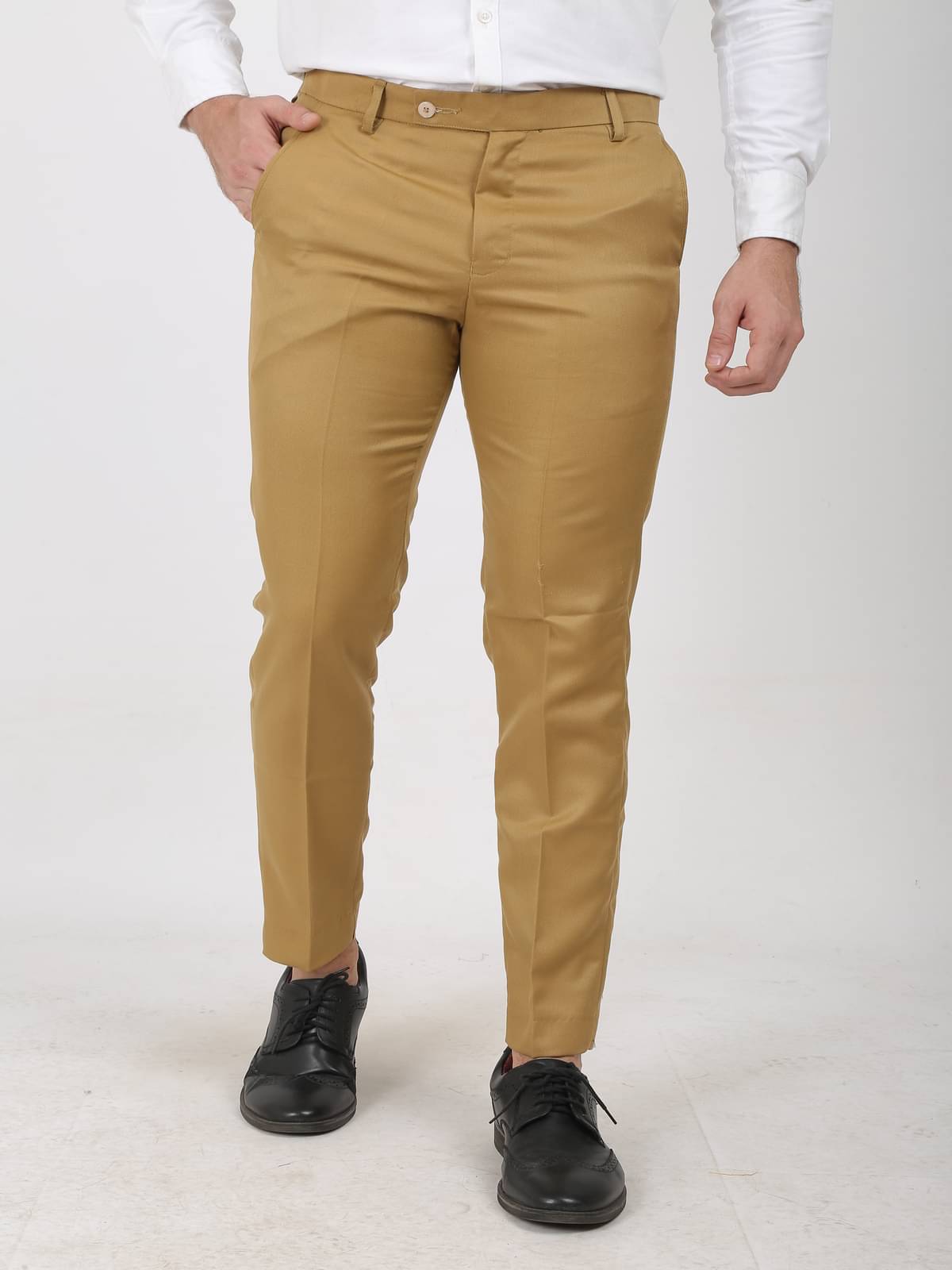     			GHABA CREATION Slim Flat Men's Formal Trouser - Khaki ( Pack of 1 )