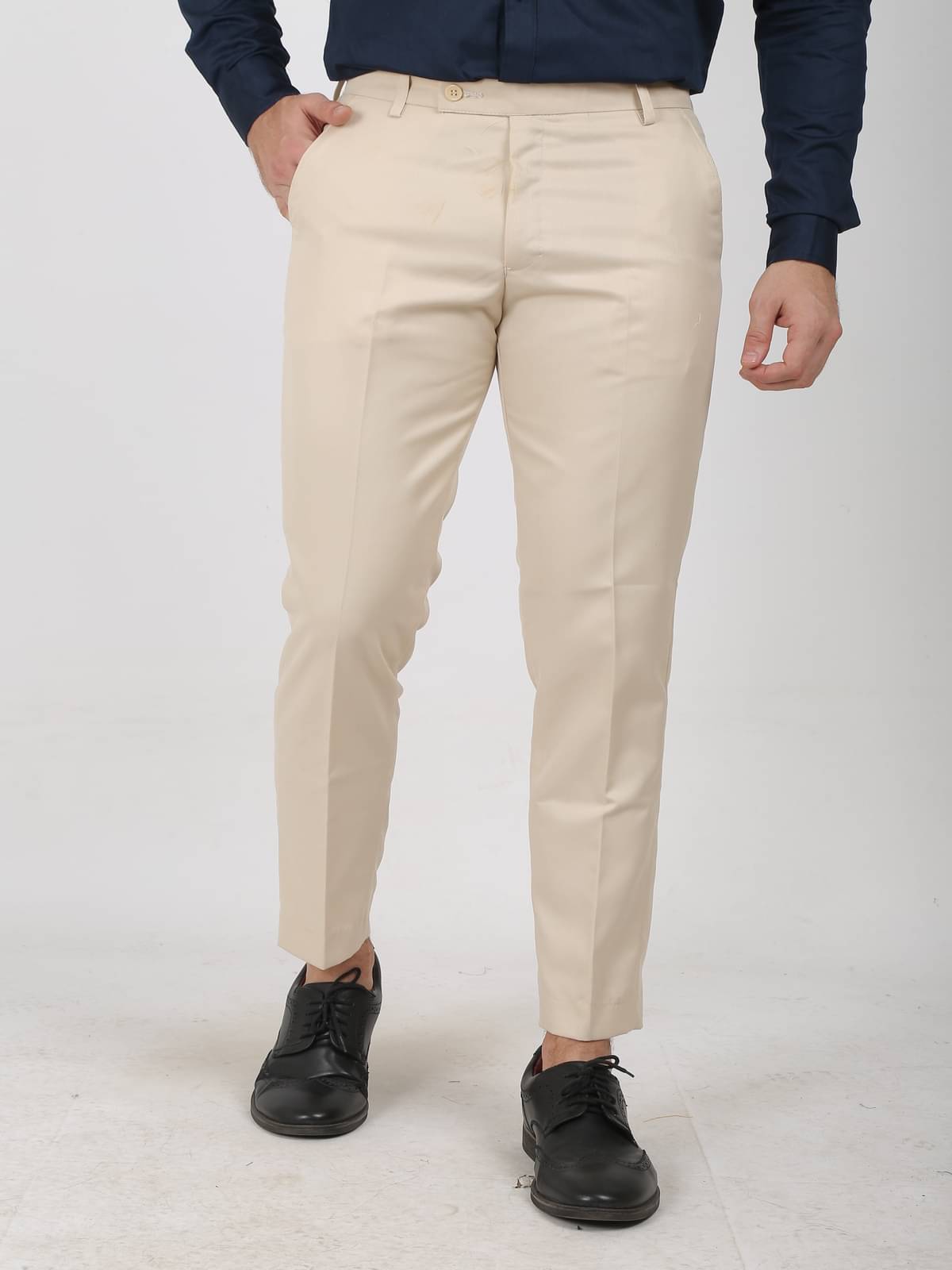     			GHABA CREATION Slim Flat Men's Formal Trouser - Cream ( Pack of 1 )