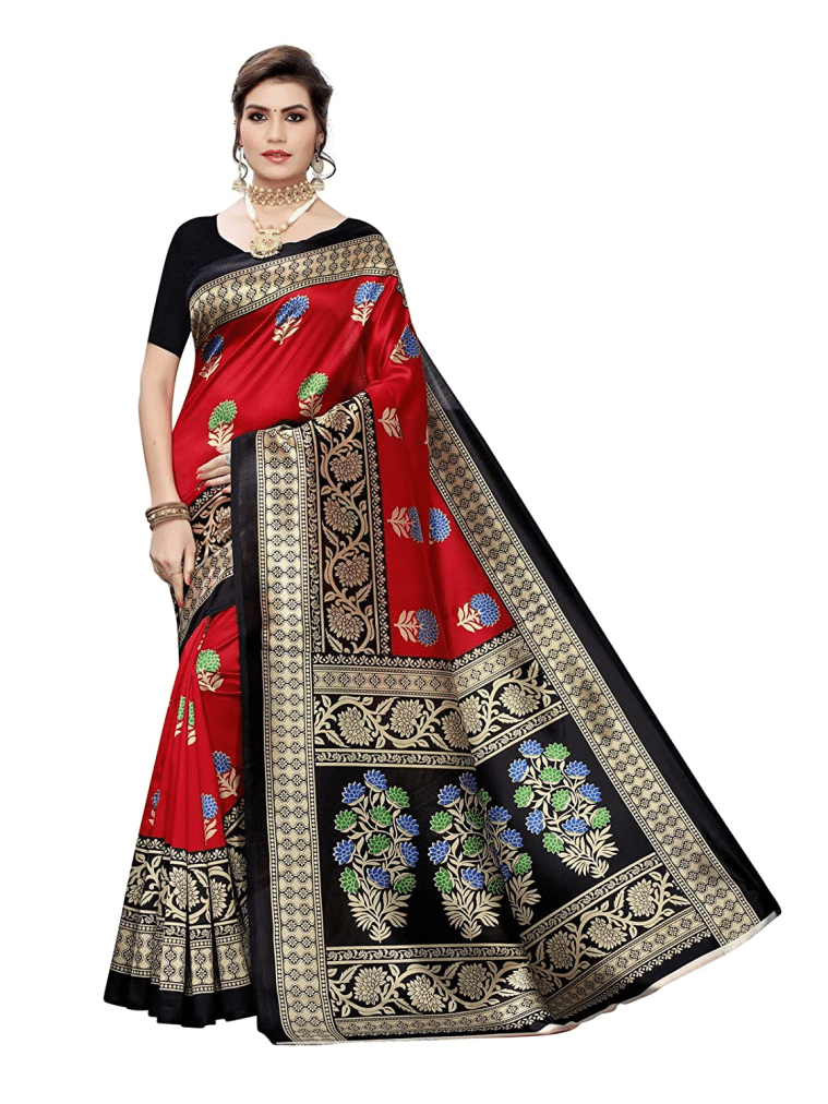 Grubstaker Art Silk Printed Saree With Unstitched Blouse Piece ( Red ) Grubstaker Art Silk Printed Saree With Unstitched Blouse Piece ( Red )