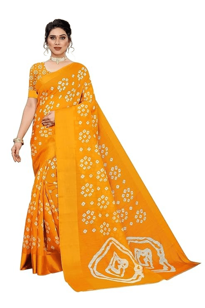Grubstaker Cotton Printed Saree With Unstitched Blouse Piece ( Yellow ) Grubstaker Cotton Printed Saree With Unstitched Blouse Piece ( Yellow )
