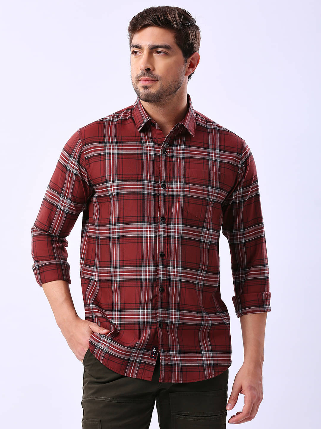 HJ HASASI 100% Cotton Slim Fit Checks Full Sleeves Men's Casual Shirt - Red ( Pack of 1 ) HJ HASASI 100% Cotton Slim Fit Checks Full Sleeves Men's Casual Shirt - Red ( Pack of 1 )