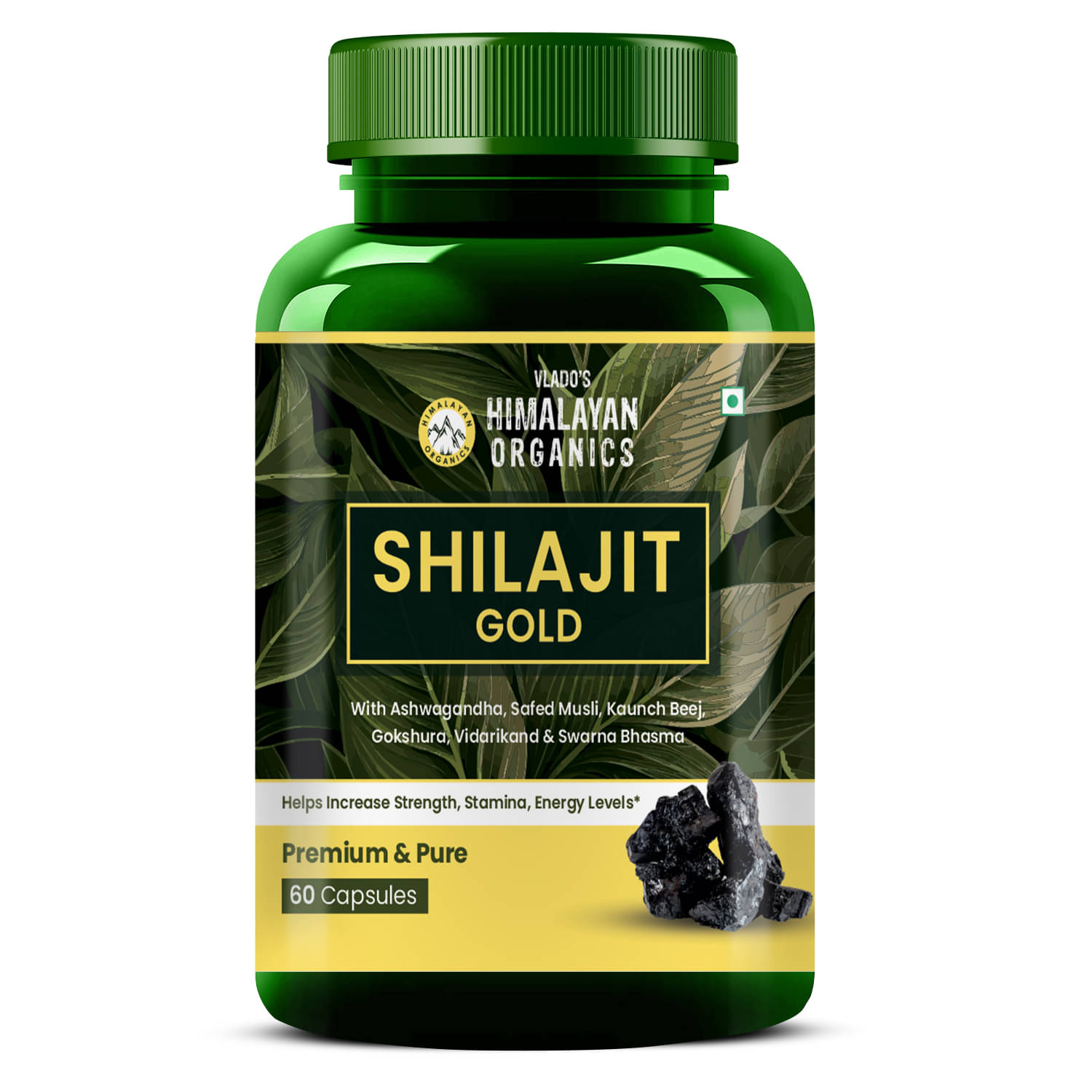 Himalayan Organics Pure Shilajit 24 carat Gold with Ashwagandha, Safed musli, Kaunch beej , Gokshura Swarna & Rajat Bhasma +10 more Ayurvedic herbs - -Boost Stamina, Strenght, Energy Power, Build Muscle Mass - 60 Veg Capsules Himalayan Organics Pure Shilajit 24 carat Gold with Ashwagandha, Safed musli, Kaunch beej , Gokshura Swarna & Rajat Bhasma +10 more Ayurvedic herbs - -Boost Stamina, Strenght, Energy Power, Build Muscle Mass - 60 Veg Capsules