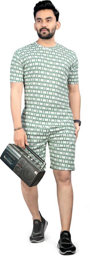     			INDIAN SILKS Men's T-shirt With Shorts Co-Ords Set ( Pack of 1 , Green )
