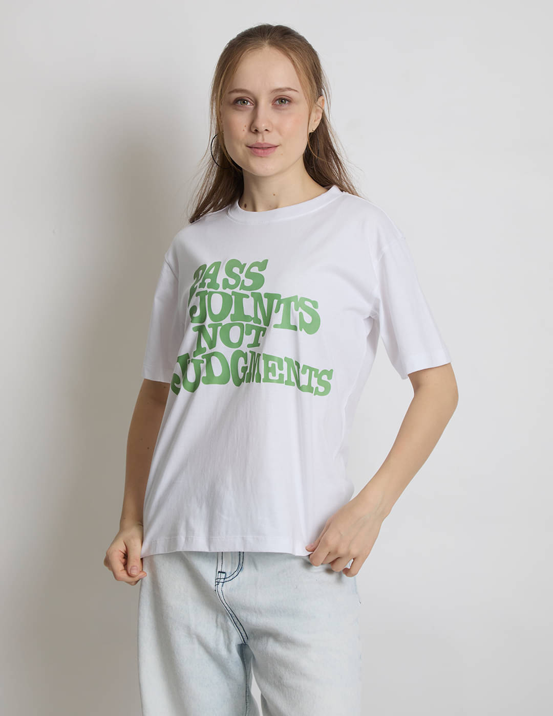     			IVOC Women Cotton Printed Regular Fit Round Neck T-Shirt ( White )