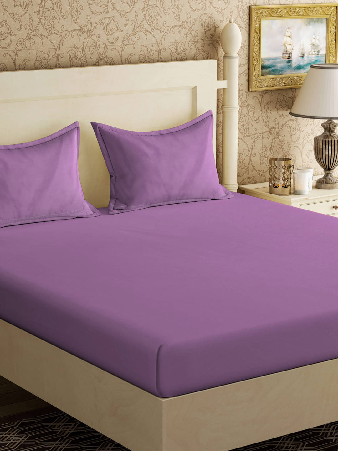 Klotthe Poly Cotton 1 Double Bedsheet with 2 Pillow Covers ( Purple )     			Klotthe Poly Cotton 1 Double Bedsheet with 2 Pillow Covers ( Purple )
