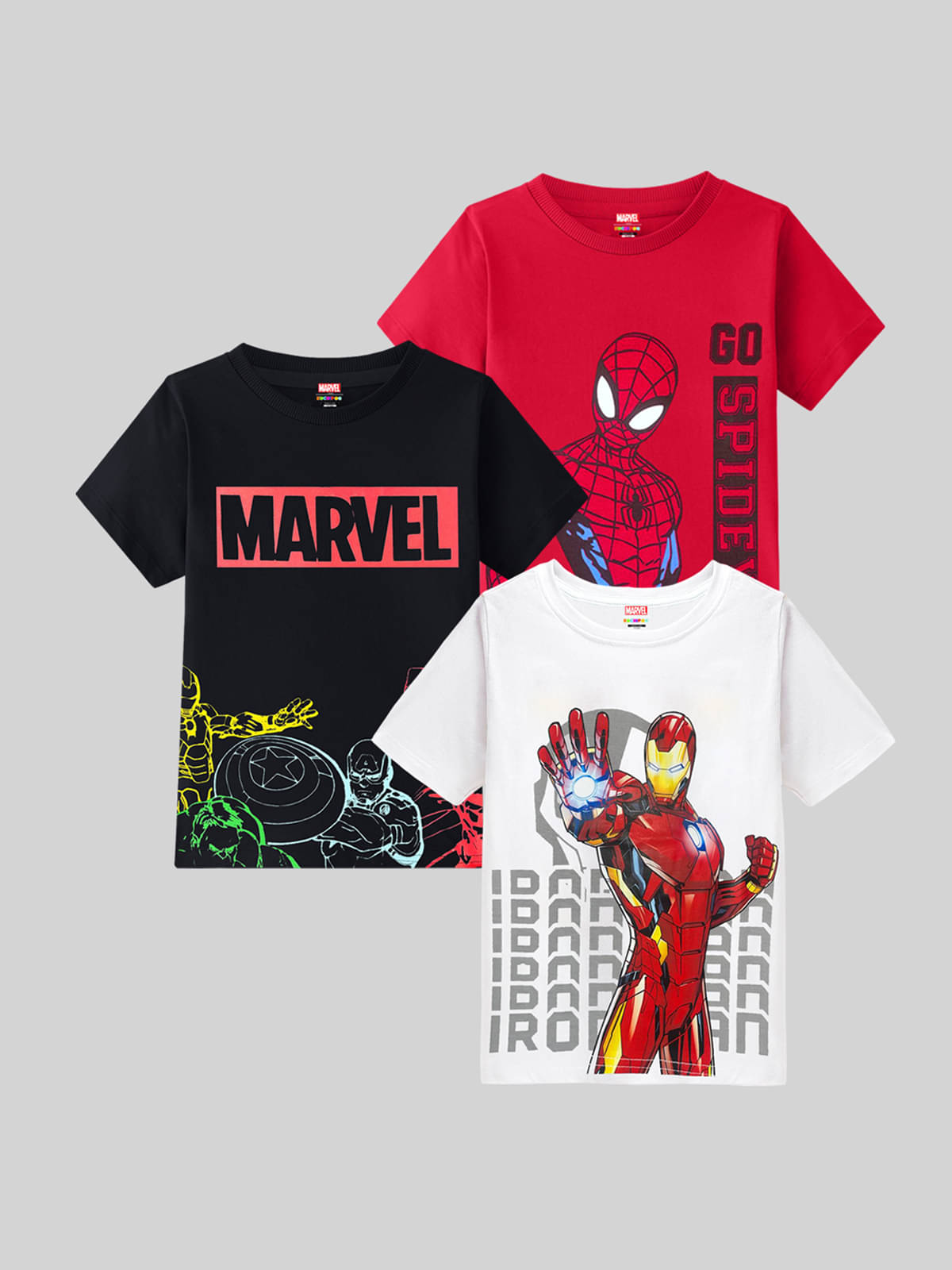     			Kuchipoo Pack of 3 Boys Cotton Blend T-Shirt ( Multi Color )