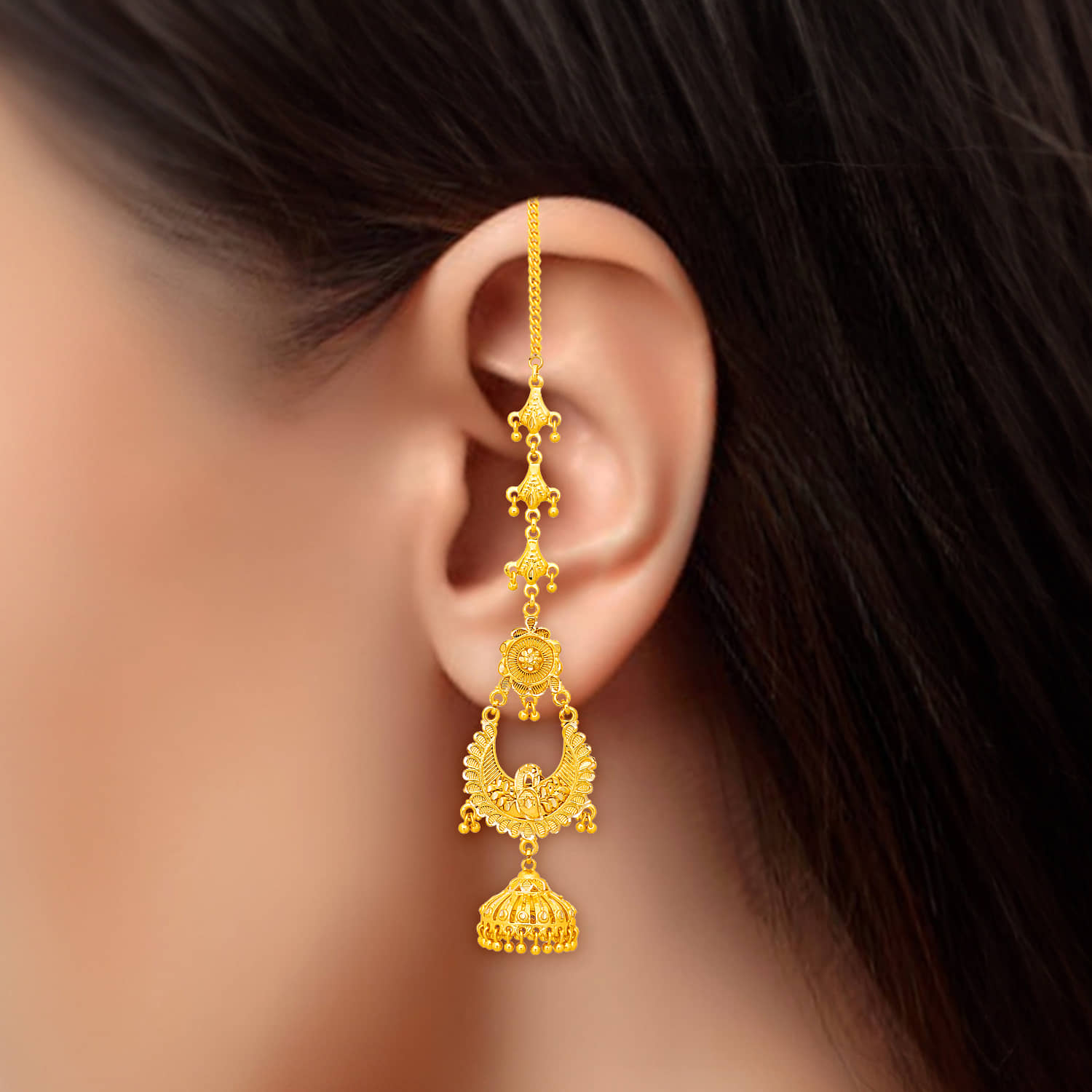 LUV FASHION Golden Jhumki Earrings ( Pack of 1 ) - Earrings | Buy online on ZillyBuy