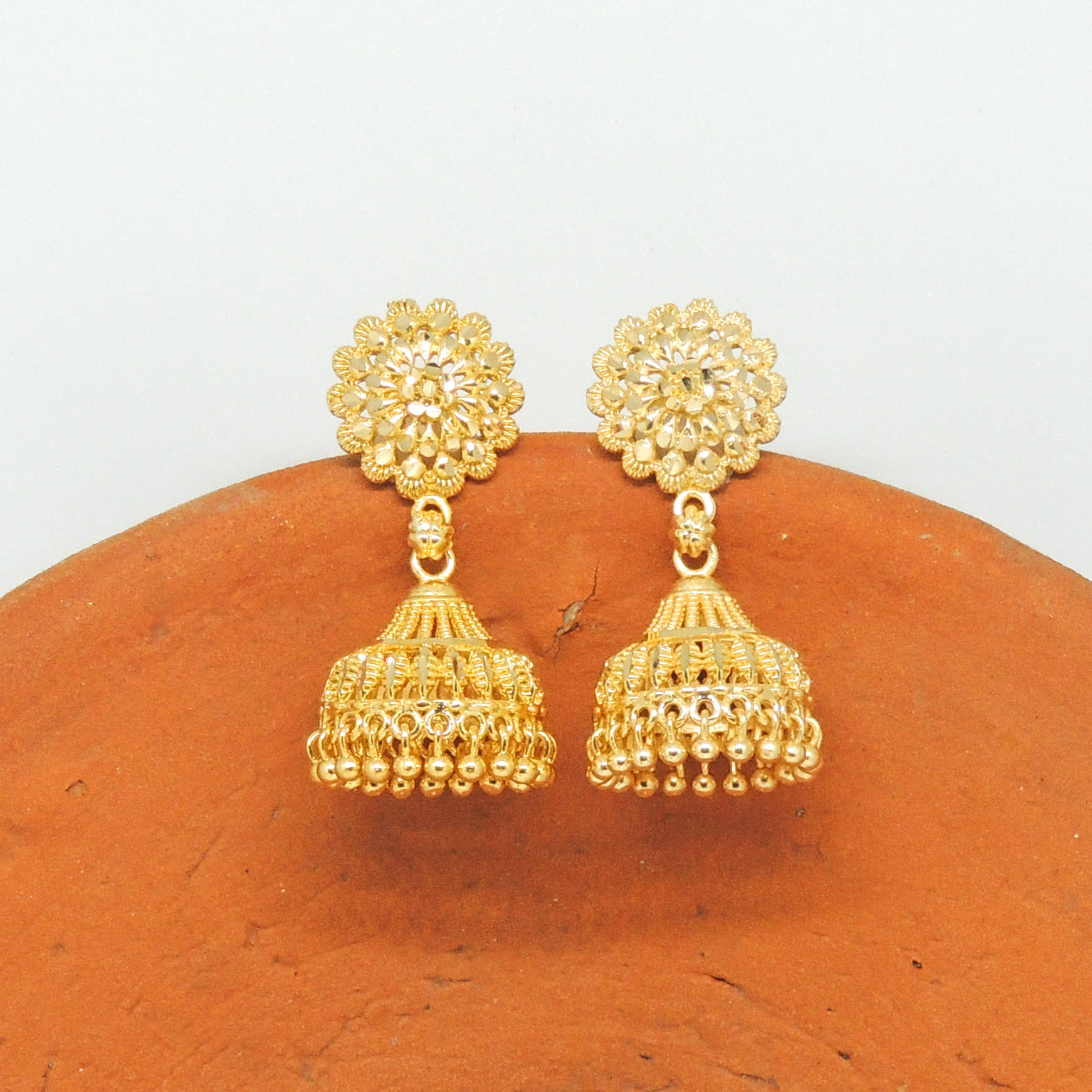     			LUV FASHION Golden Jhumki Earrings ( Pack of 1 )