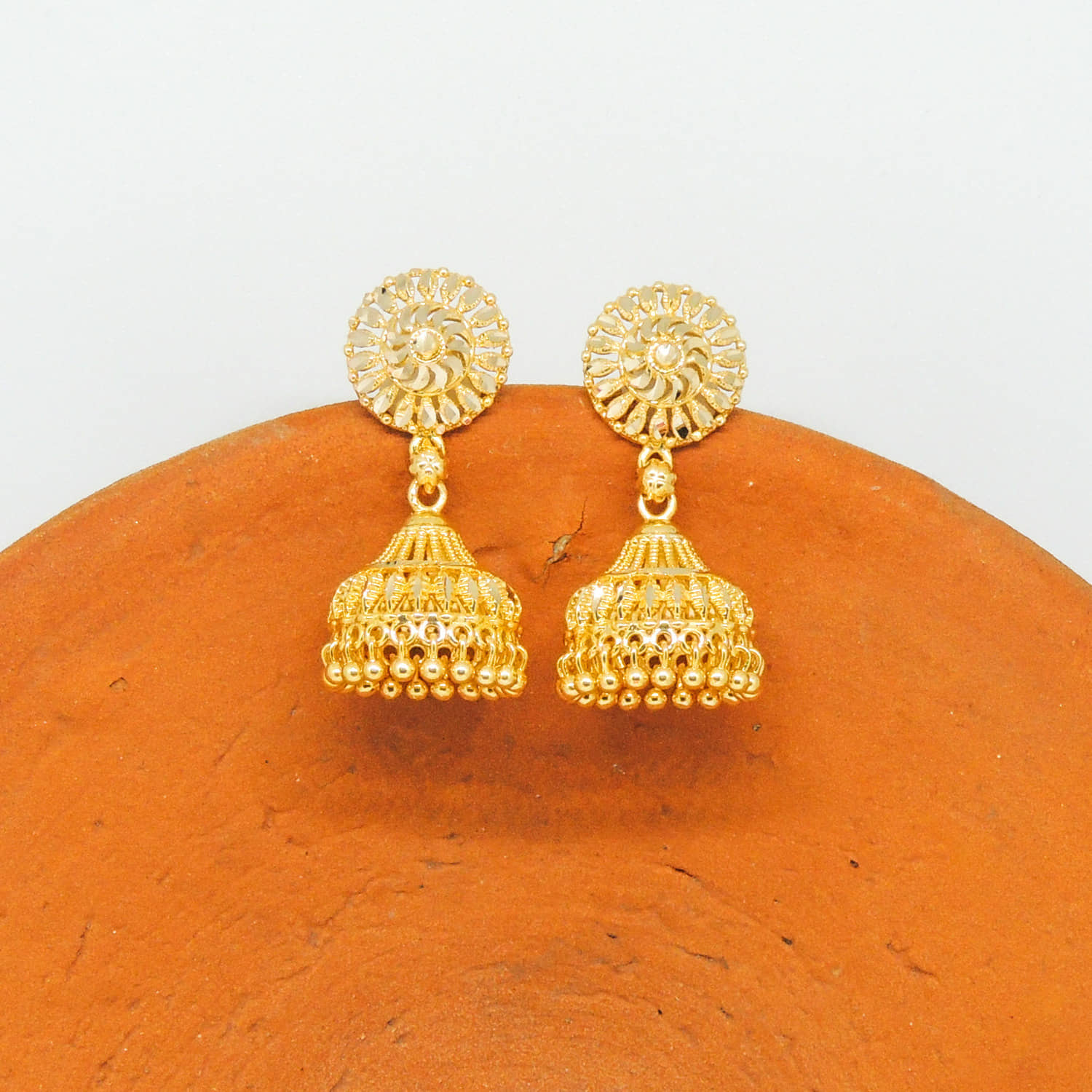 LUV FASHION Golden Jhumki Earrings ( Pack of 1 ) - Earrings | Buy online on ZillyBuy