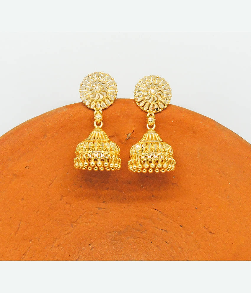 LUV FASHION Golden Jhumki Earrings ( Pack of 1 ) - Earrings | Buy online on ZillyBuy