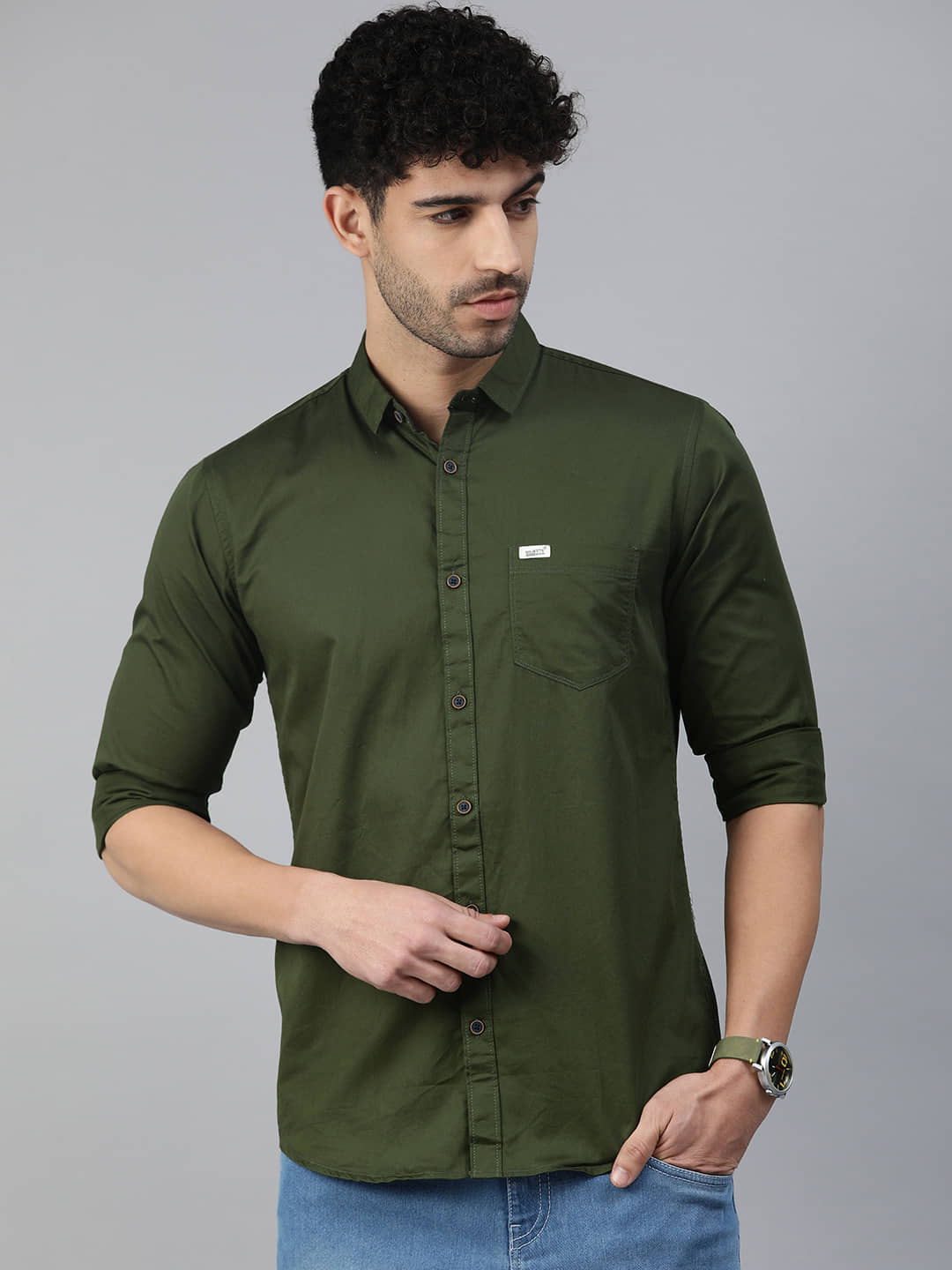 MAJESTIC MAN 100% Cotton Slim Fit Solids Full Sleeves Men's Casual Shirt - Black ( Pack of 1 )