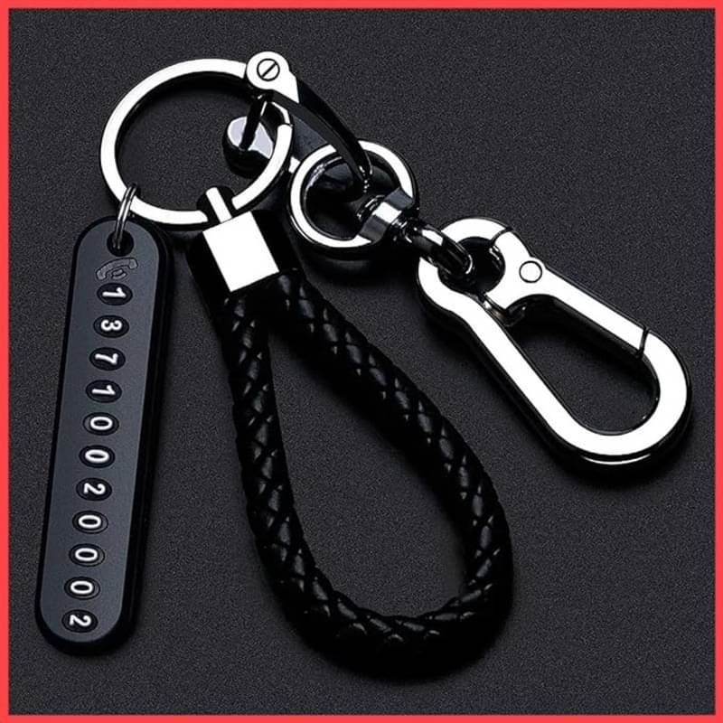 MANDEV Metallic & Leather Keychain Black MANDEV Metallic & Leather Keychain Black