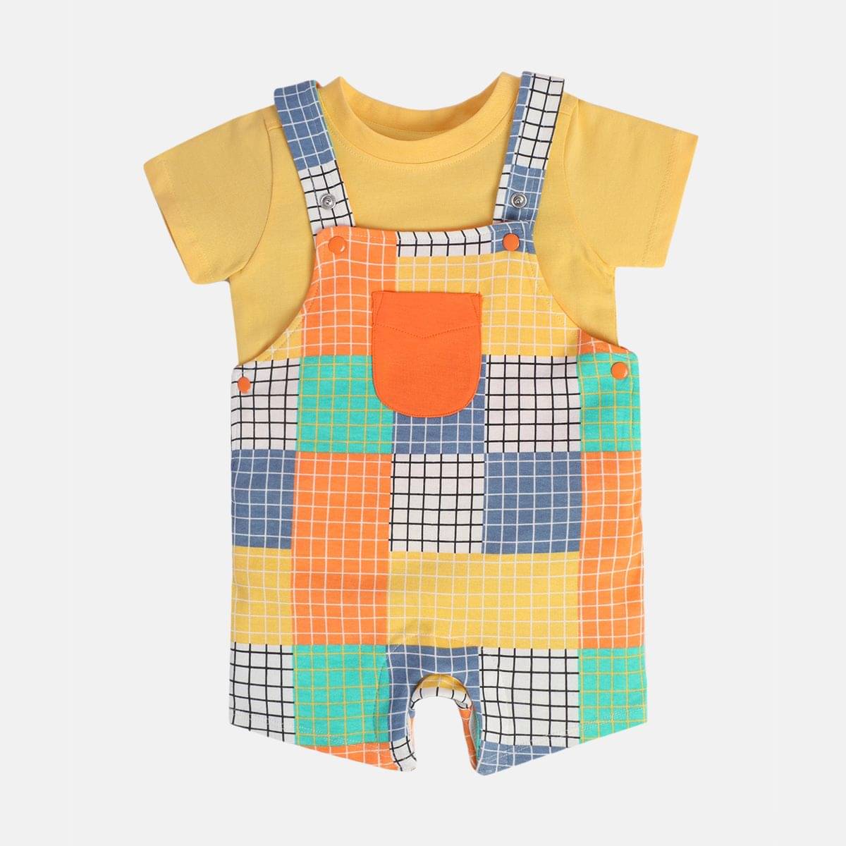     			MINI KLUB Pack of 1 Baby Boys Cotton Blend Dungaree Sets ( Orange )