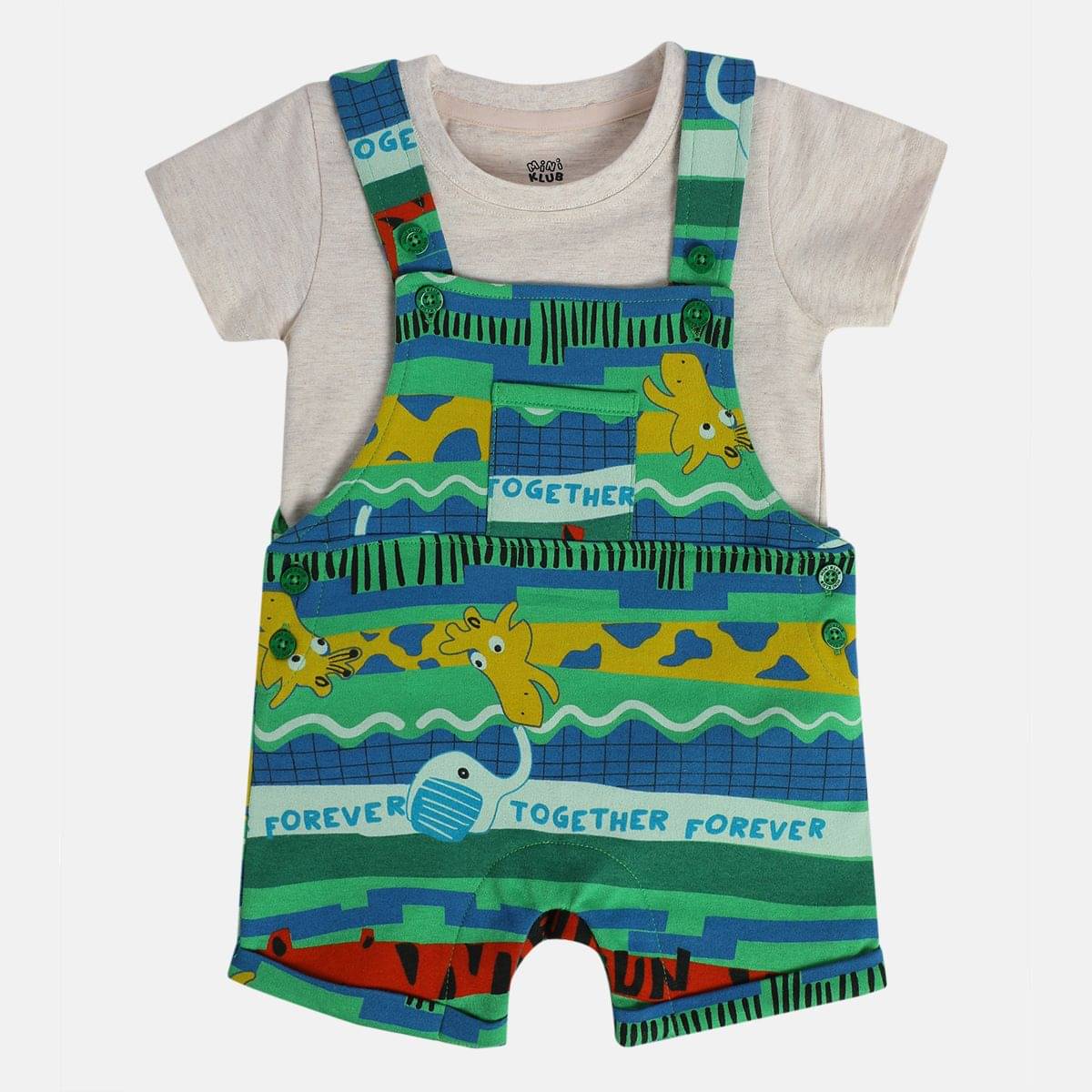     			MINI KLUB Pack of 1 Baby Boys Cotton Blend Dungaree Sets ( Green )
