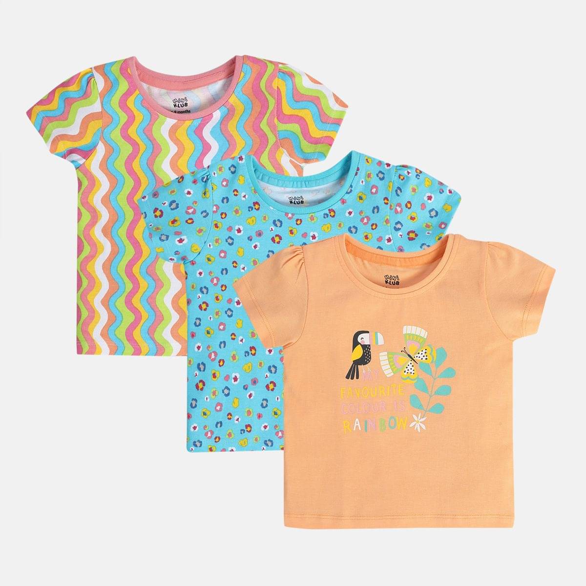     			MINI KLUB Pack of 3 Baby Girls Cotton Top ( Multicolor )