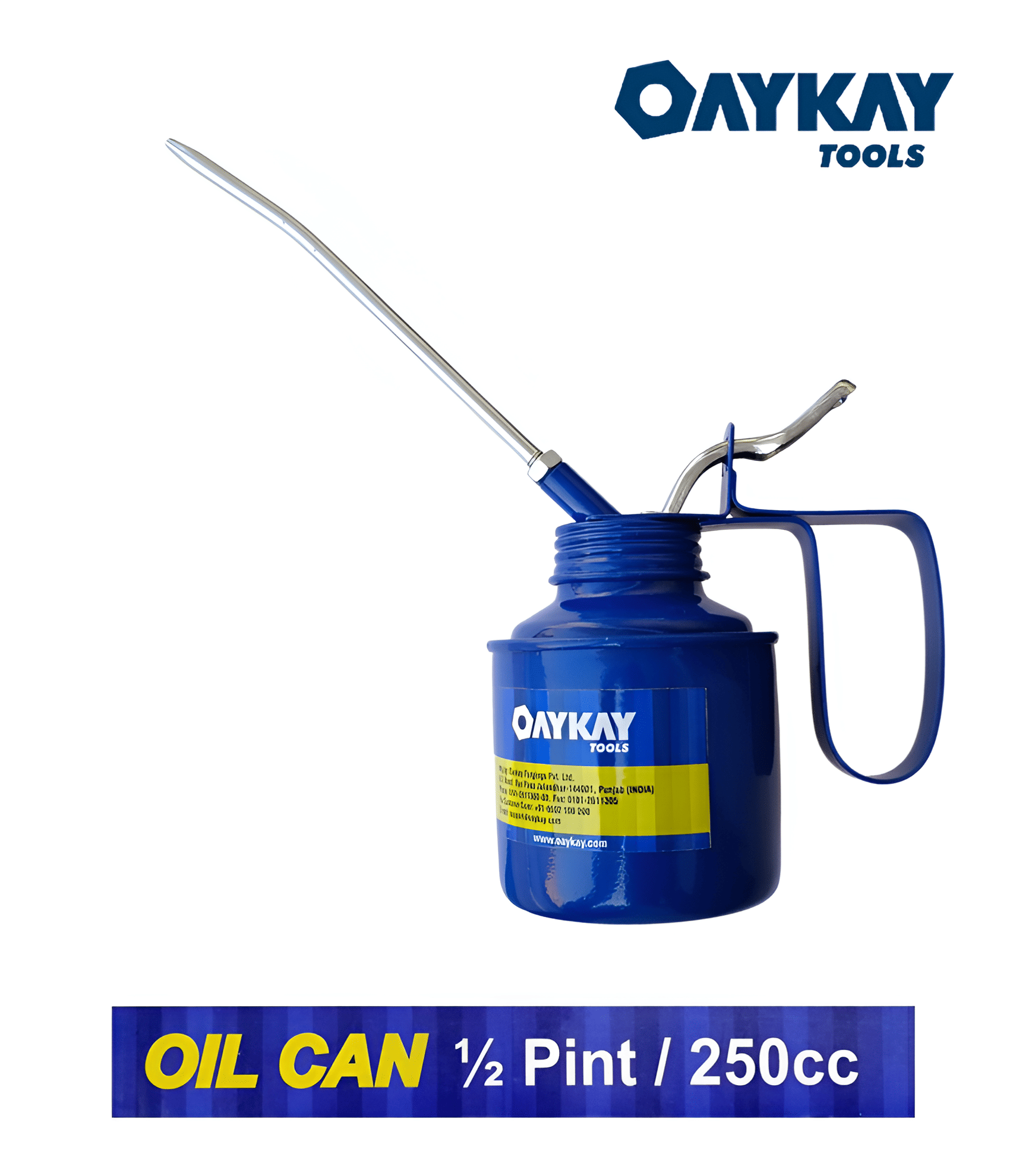 Oaykay Tools Oil Can Steel Pump 1/2 Pint Blue 250 cc Heavy Gauge Steel Body Oaykay Tools Oil Can Steel Pump 1/2 Pint Blue 250 cc Heavy Gauge Steel Body