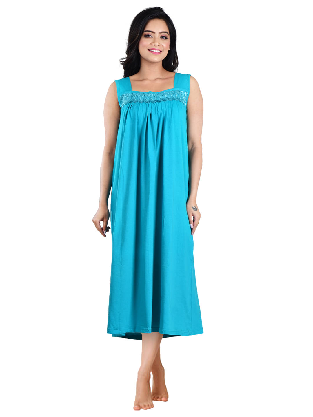     			PIYALI'S CREATION WOMEN'S Blue Hosiery Women's Nightwear Nighty & Night Gowns ( Pack of 1 )