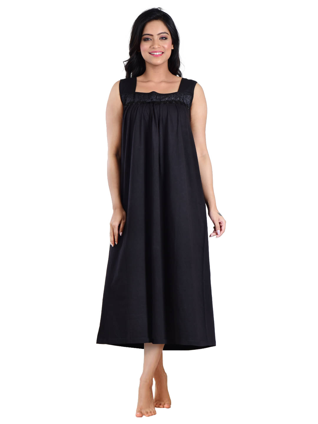     			PIYALI'S CREATION WOMEN'S Black Hosiery Women's Nightwear Nighty & Night Gowns ( Pack of 1 )