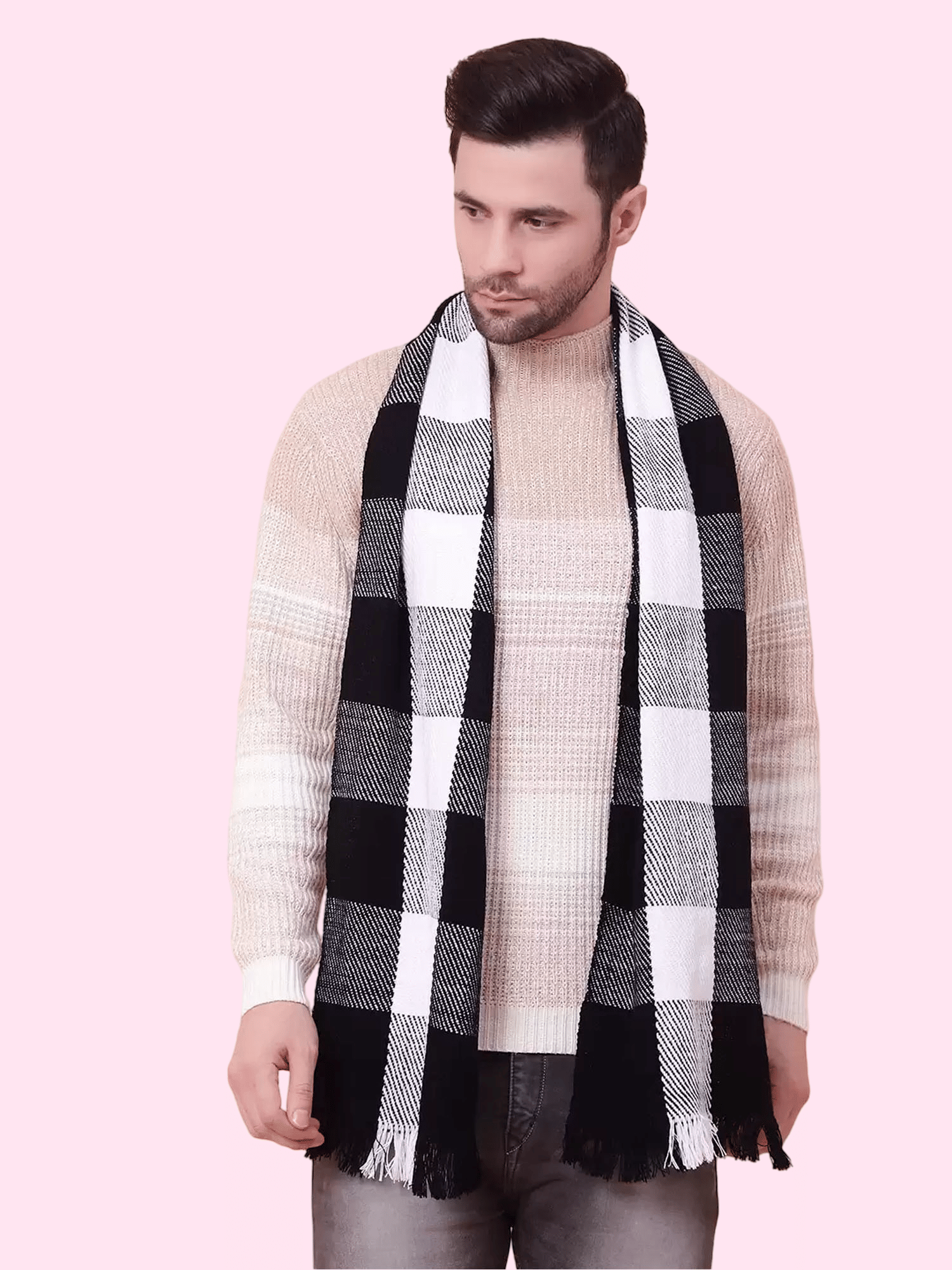 Paryag Black Woolen Men's Scarves ( Pack of 1 )