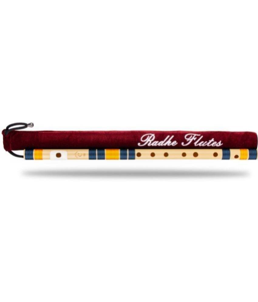     			Radhe Flutes Right Handed C Natural With Velvet Cover Tuned With Tanpura A=440Hz PVC Fiber Dark Blue & Orange